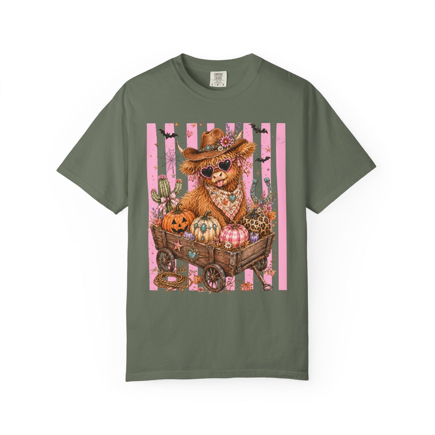 Fall Highland Cow Wagon | Comfort Colors Tee