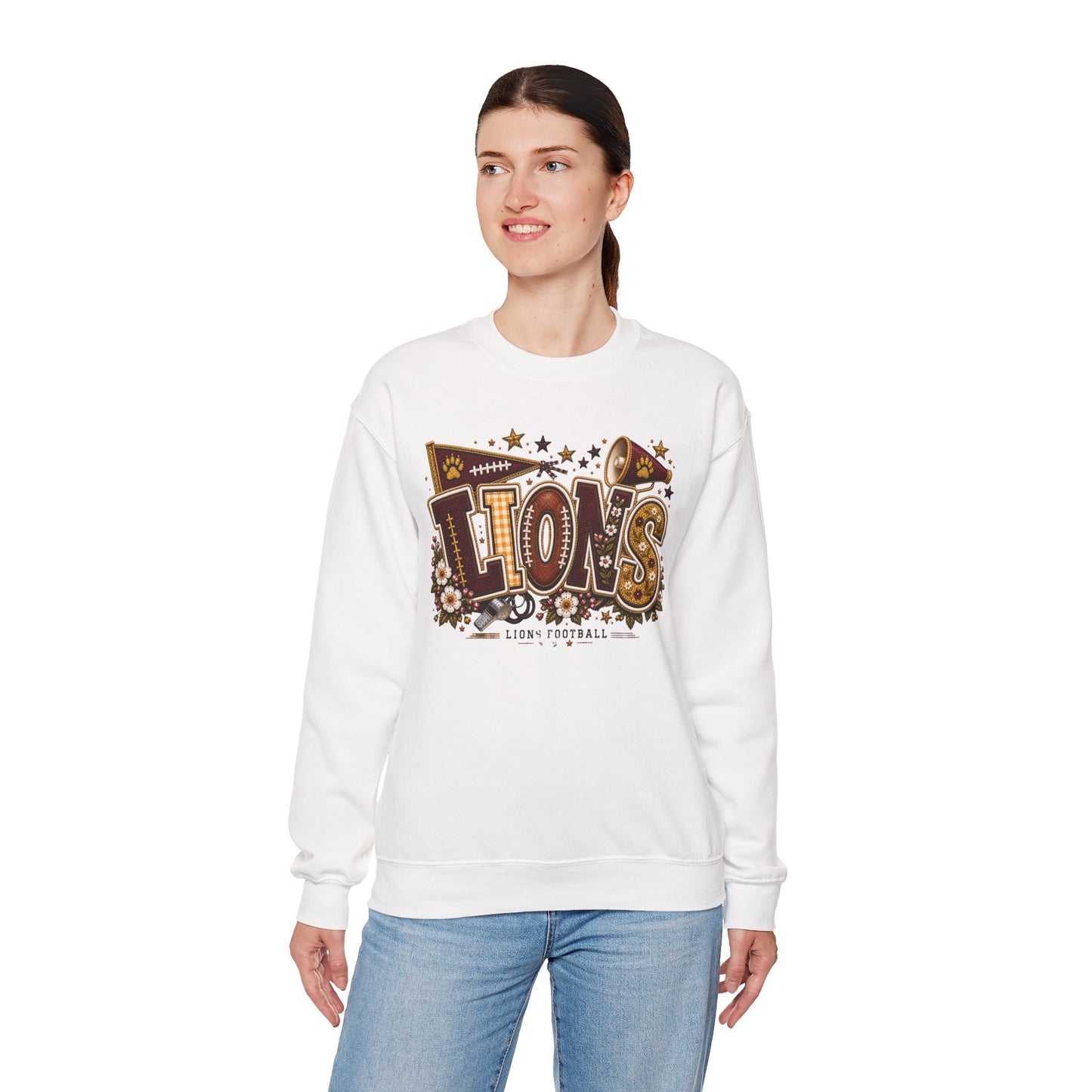 Lions Game Day Patchwork Crewneck