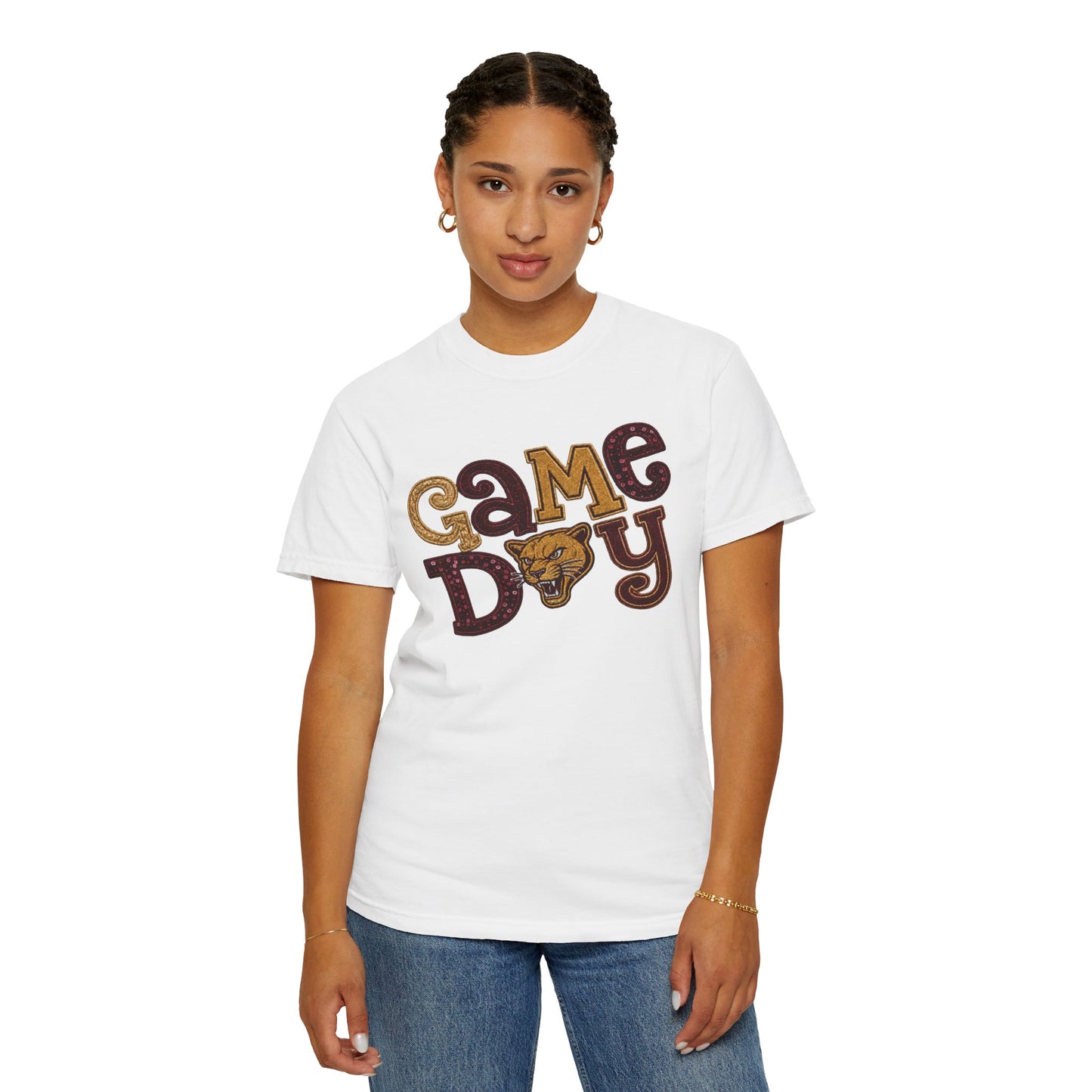 Pineville Lions Patchwork Sparkle Game Day Comfort Colors Tee