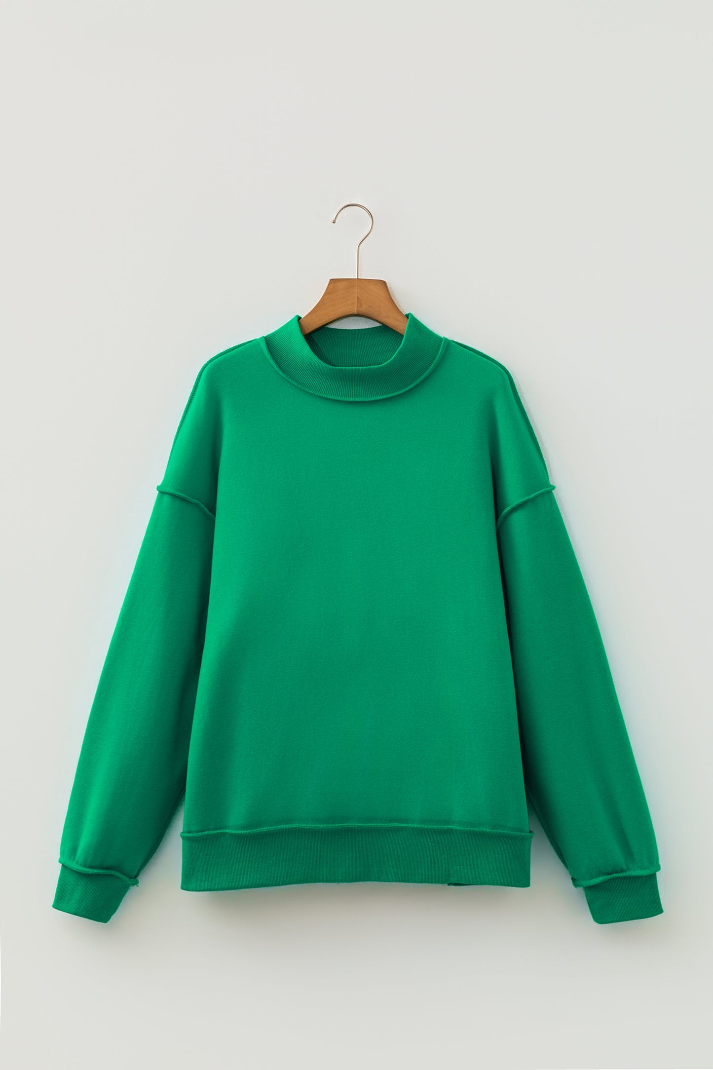 Coffee Oversize Drop Shoulder Reversible Mock Neck Sweatshirt