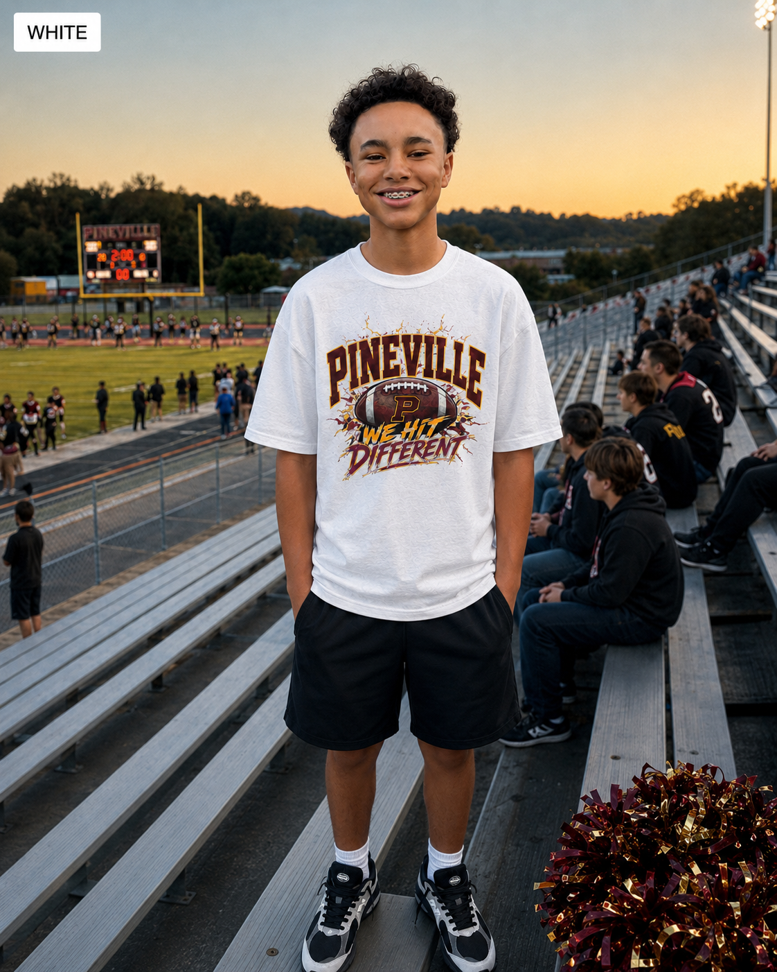 Pineville We Hit Different Football | Comfort Colors Tee