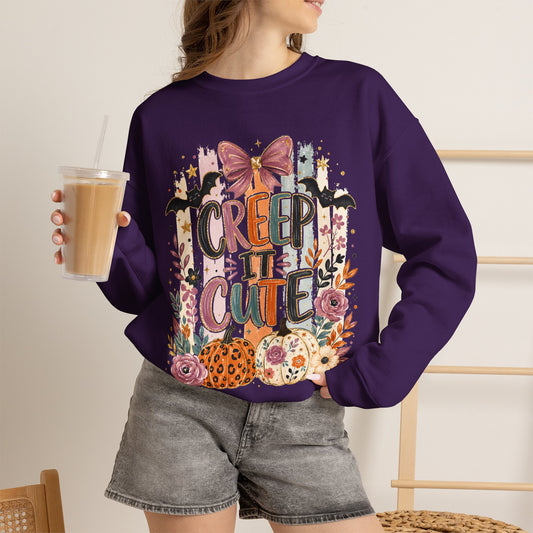 Cute Halloween Sweatshirt, Creep It Cute Crewneck, Colorful Halloween Shirt, Girly Halloween Sweatshirt, Spooky Season Crewneck