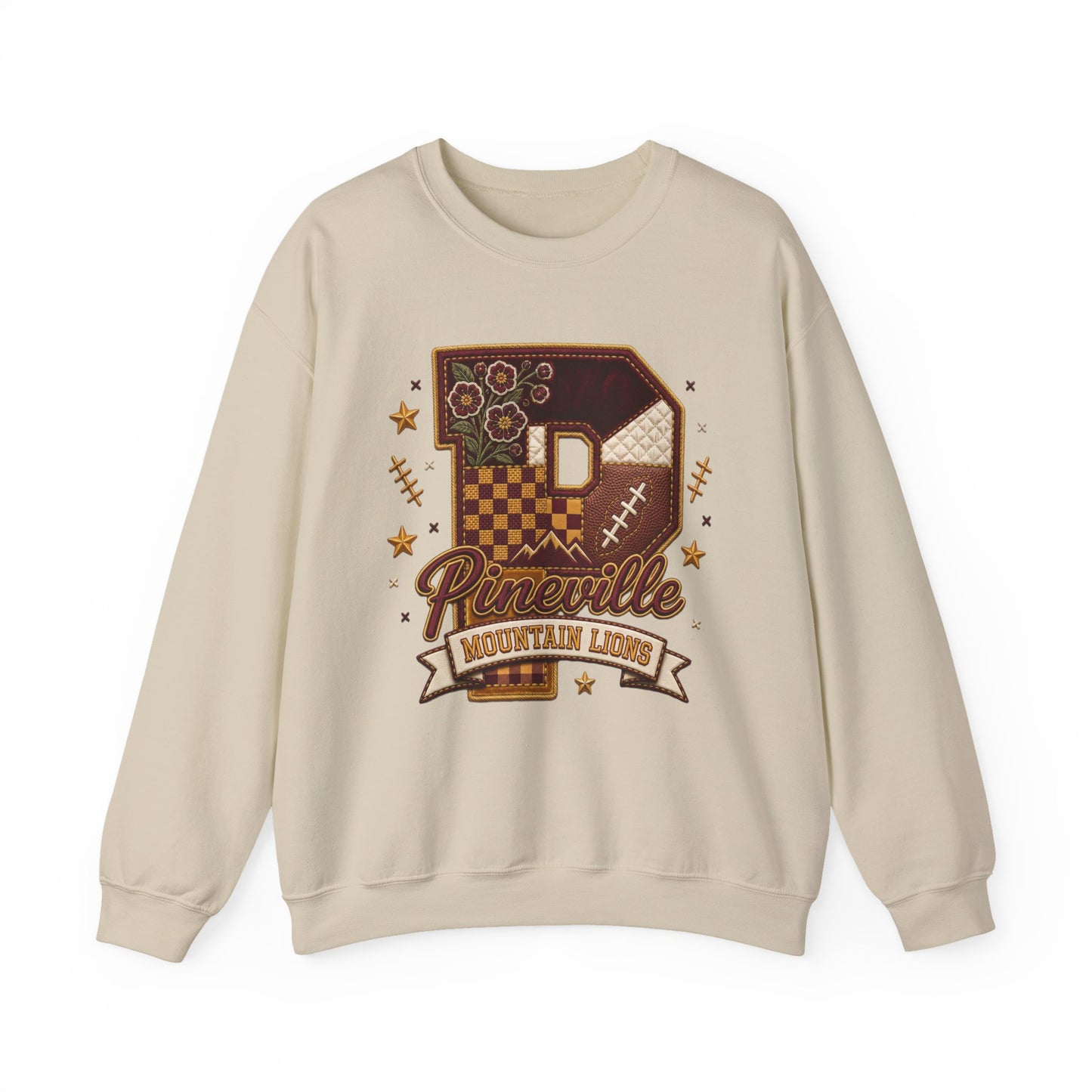 Pineville Patchwork Varsity Crewneck