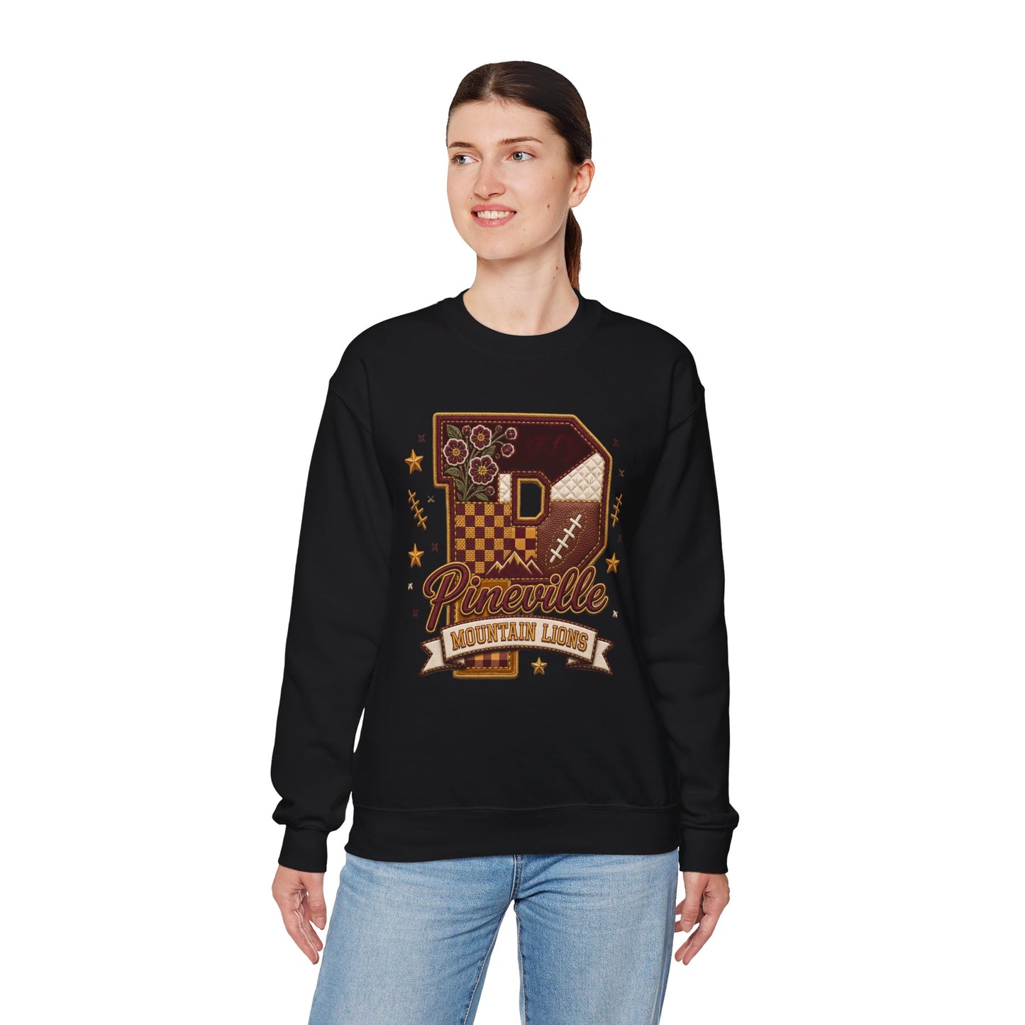 Pineville Patchwork Varsity Crewneck