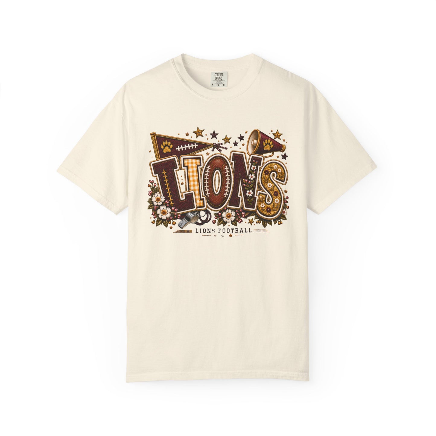 Lions Game Day Patchwork Comfort Colors Tee