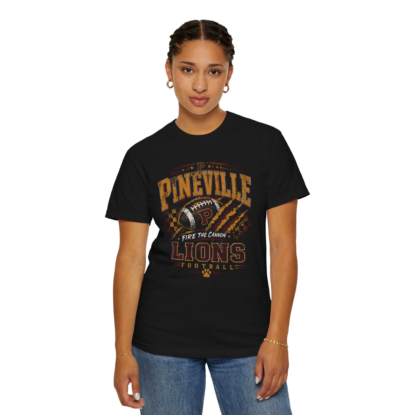 Pineville Lions “Fire the Cannon” Football Graphic Comfort Colors Tee
