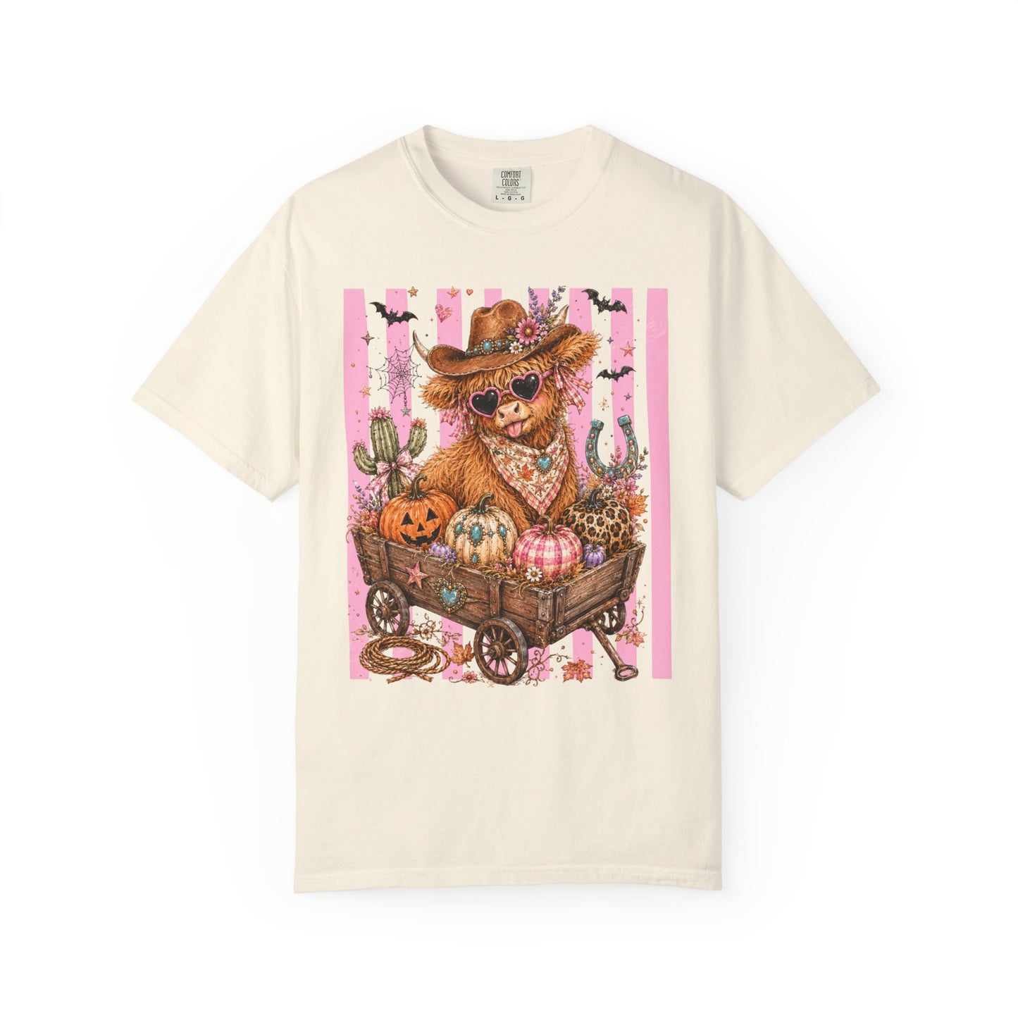 Fall Highland Cow Wagon | Comfort Colors Tee