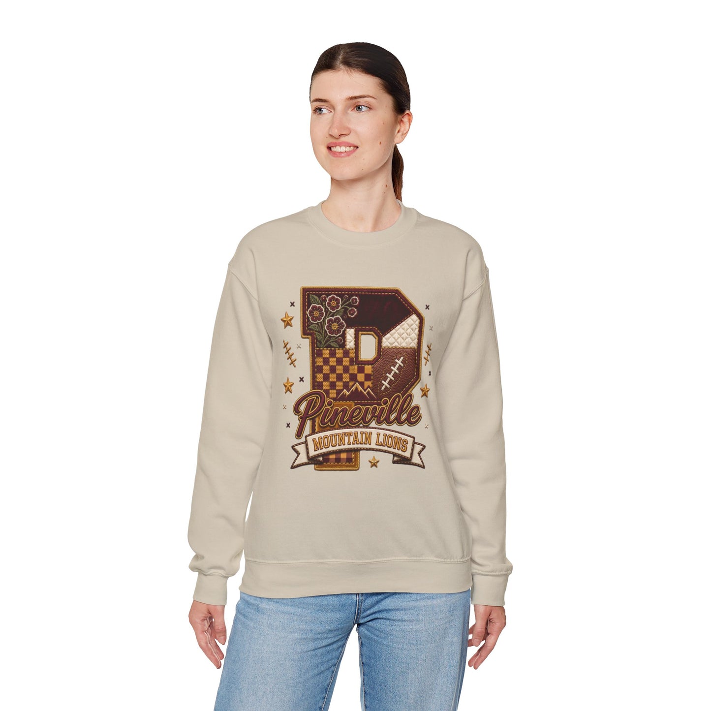 Pineville Patchwork Varsity Crewneck