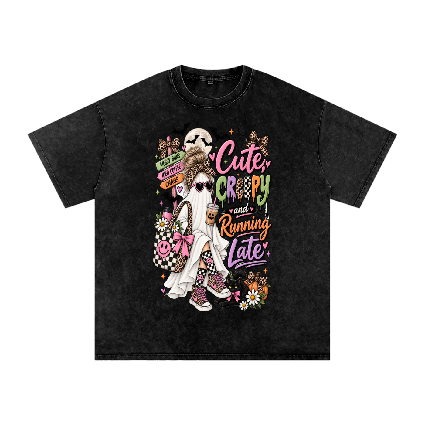 Cute, Creepy & Running Late Snow Washed Oversized Tee