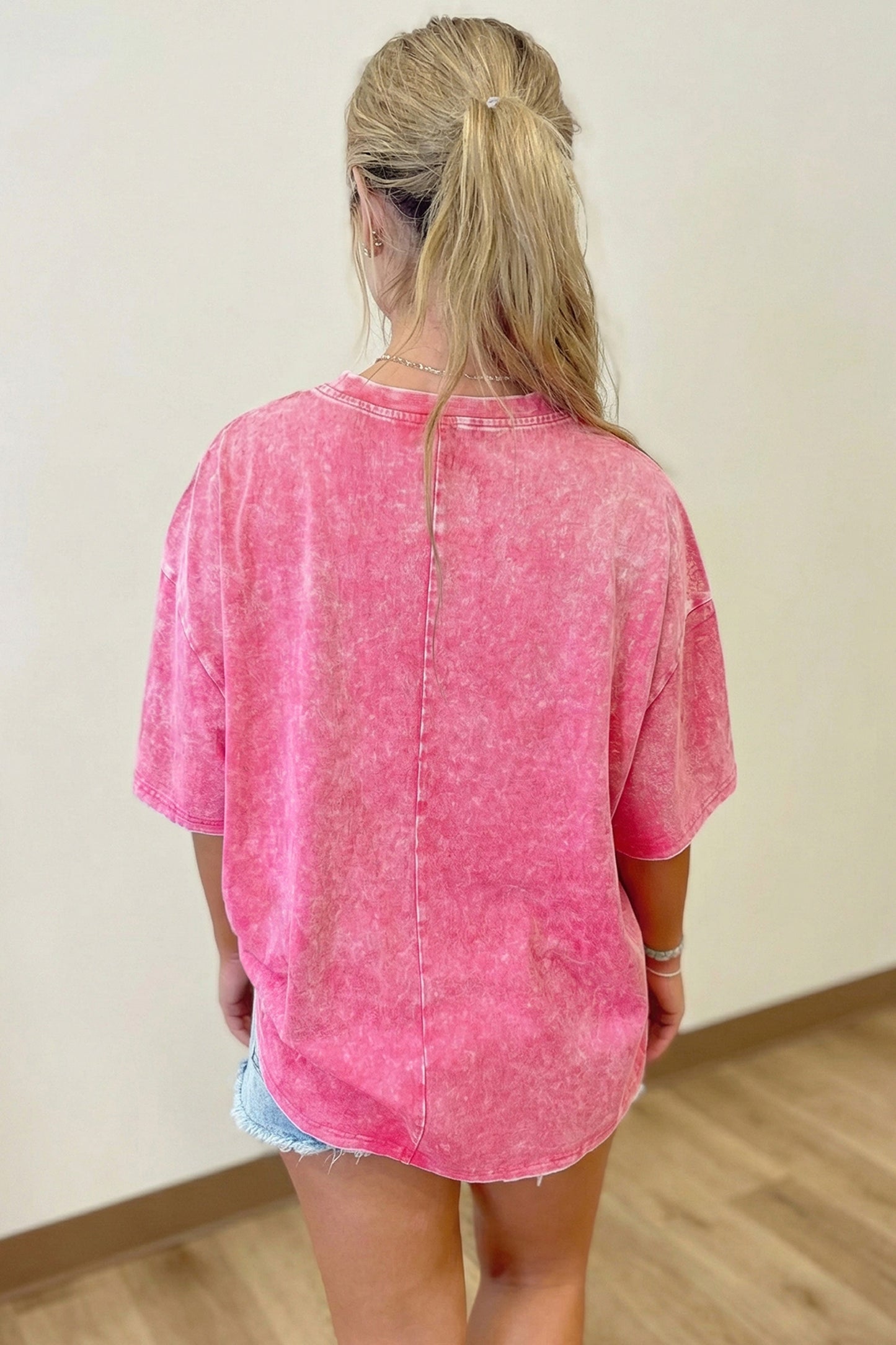 Mint Green Solid Color Cotton Mineral Washed Oversize Tee