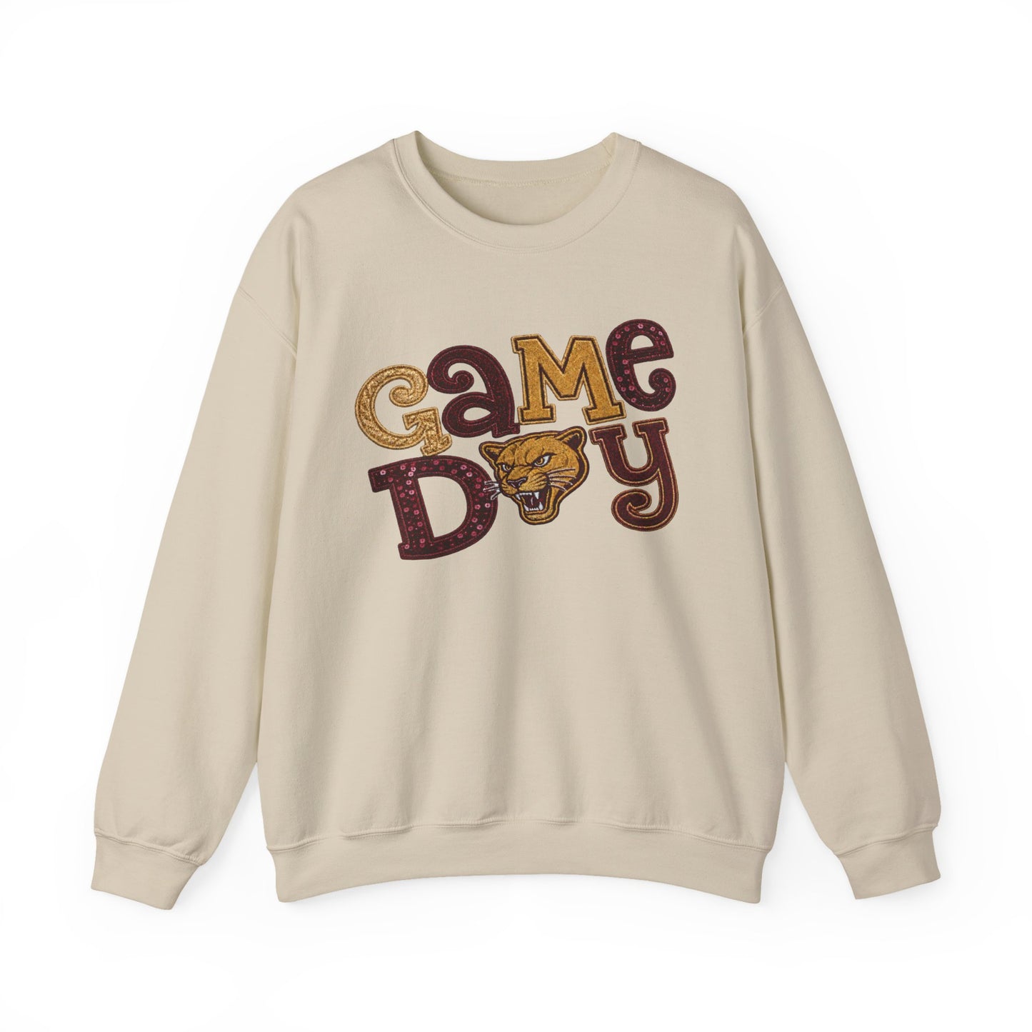 Pineville Lions Sequin Patchwork GAME DAY Crewneck