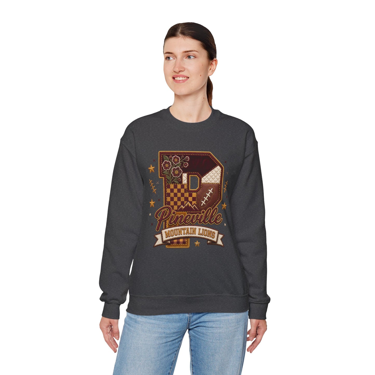 Pineville Patchwork Varsity Crewneck