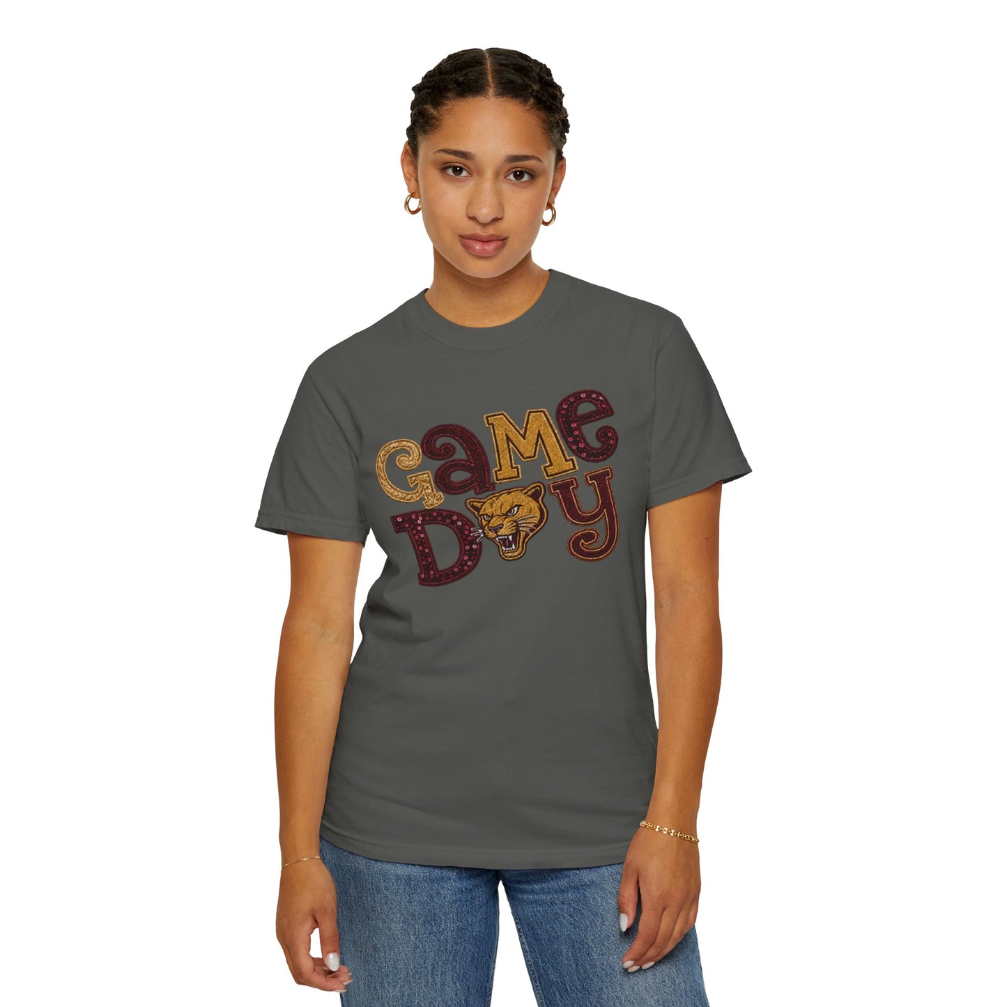 Pineville Lions Patchwork Sparkle Game Day Comfort Colors Tee