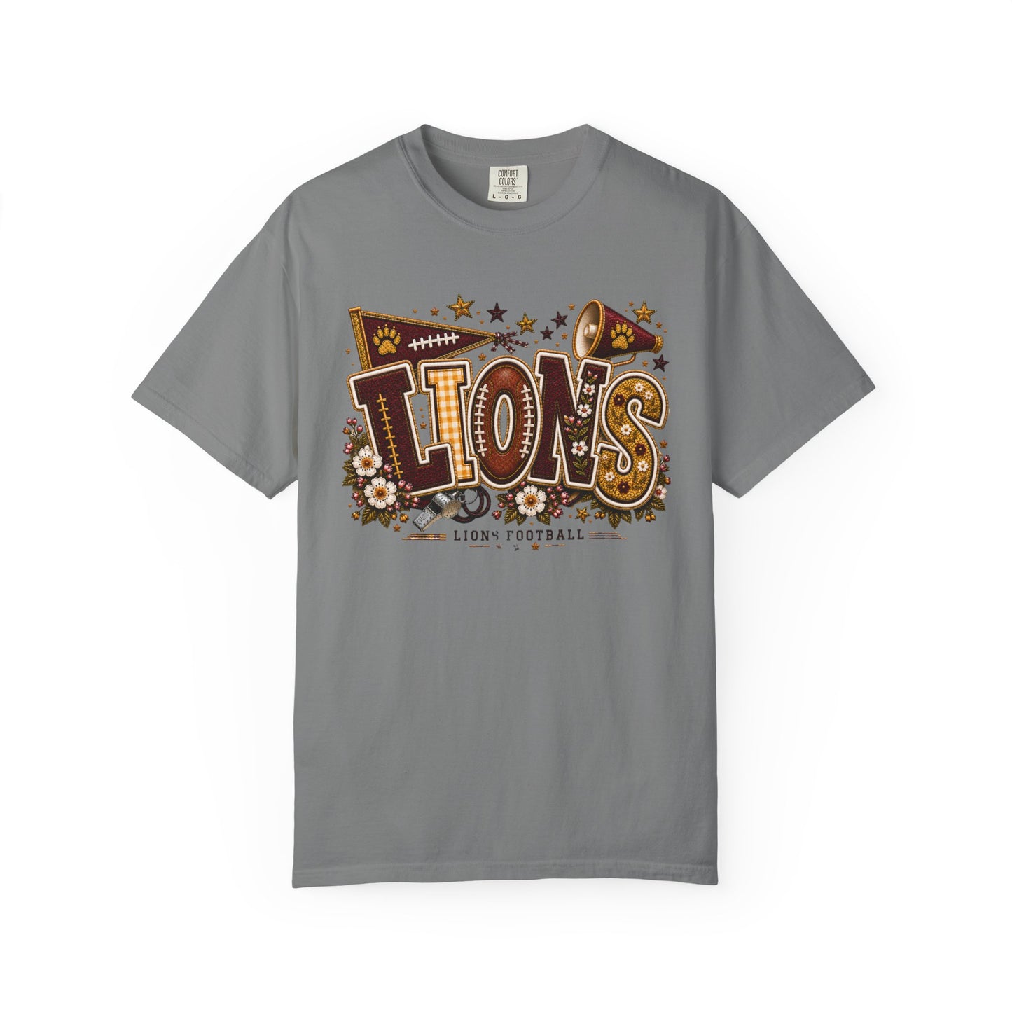 Lions Game Day Patchwork Comfort Colors Tee