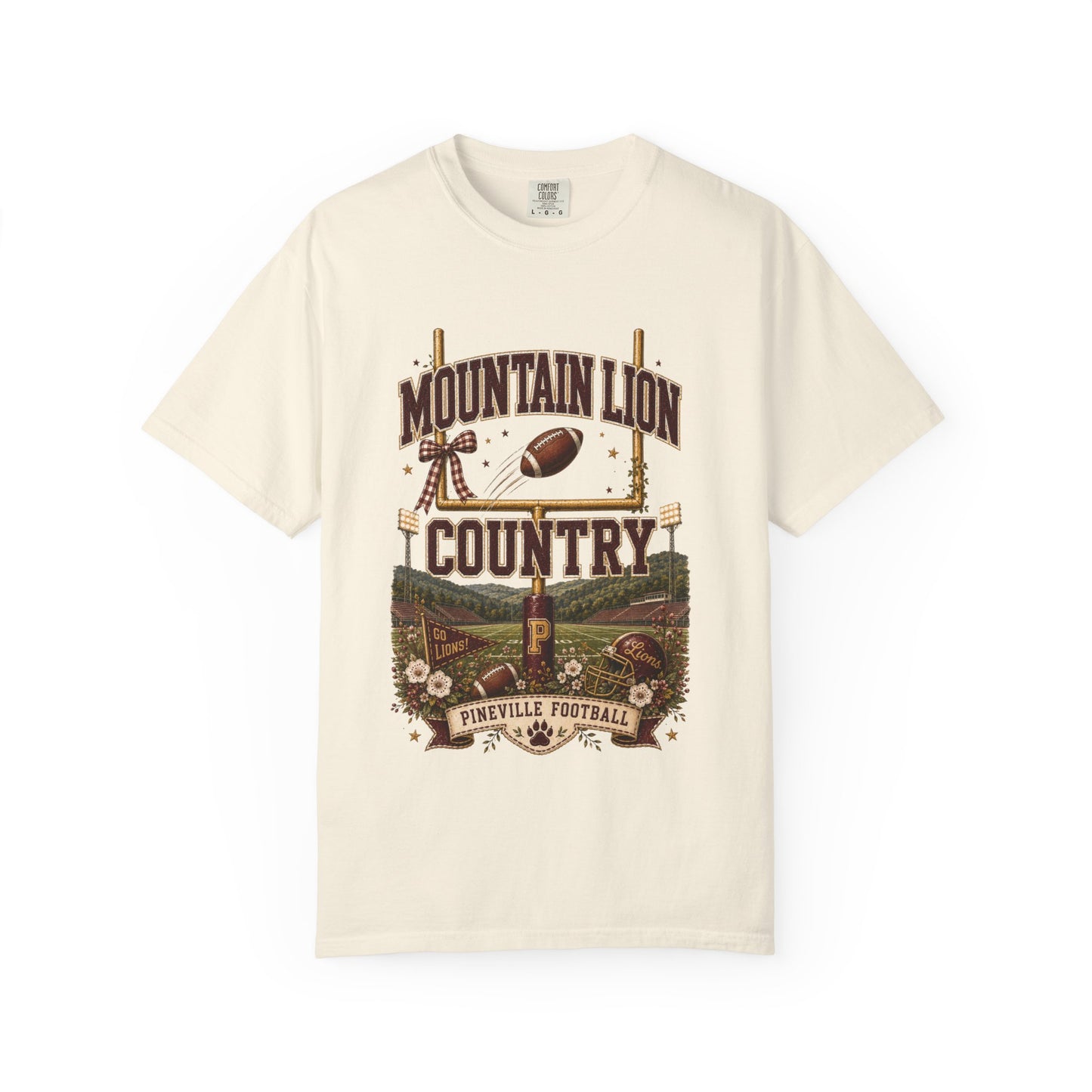 Mountain Lion Country Pineville Football Comfort Colors Tee