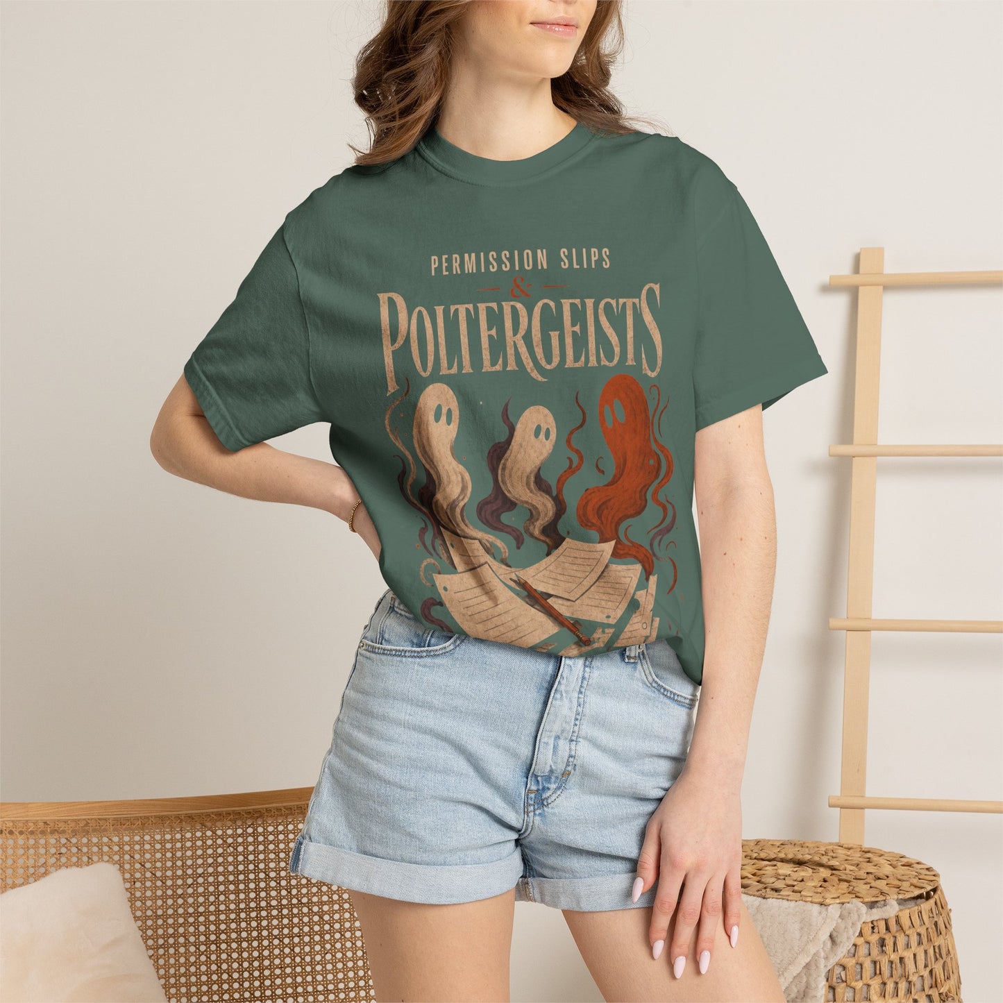 Permission Slips & Poltergeists Comfort Colors Halloween Tee