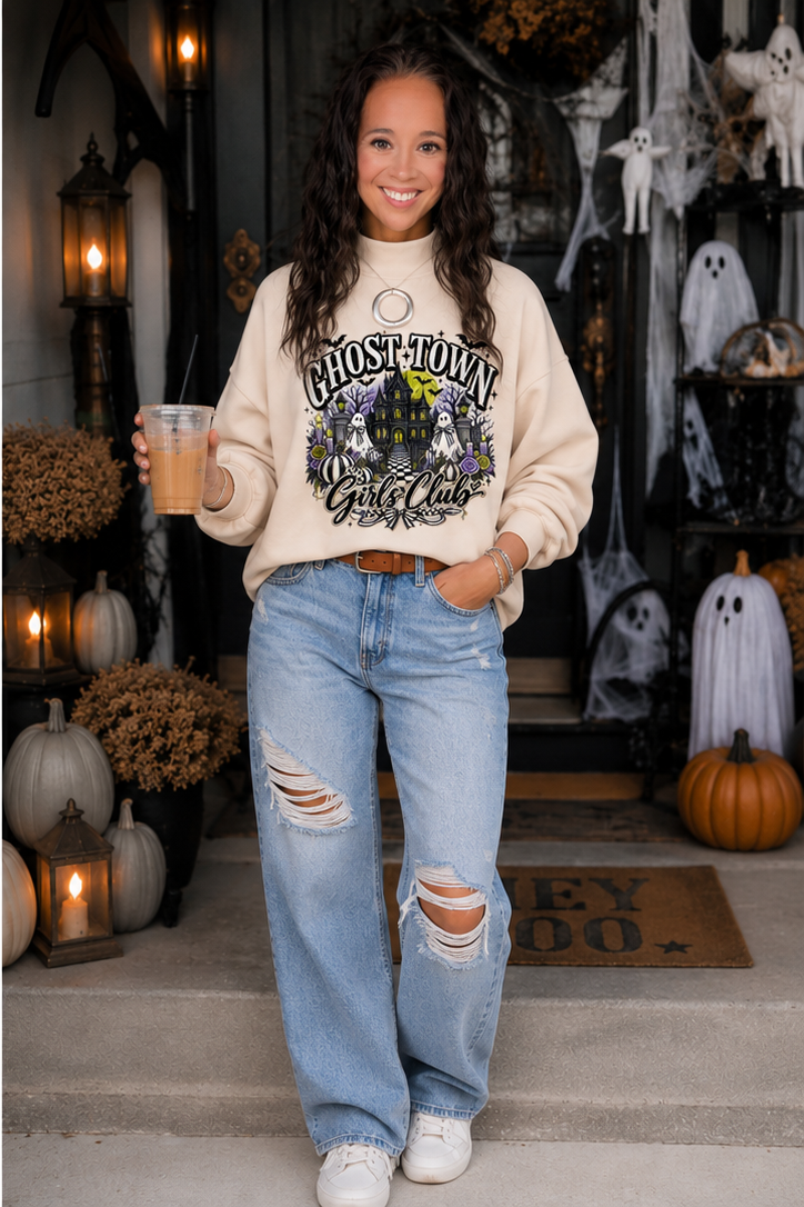 Ghost Town Girls Club Oversized Mock Neck Sweatshirt