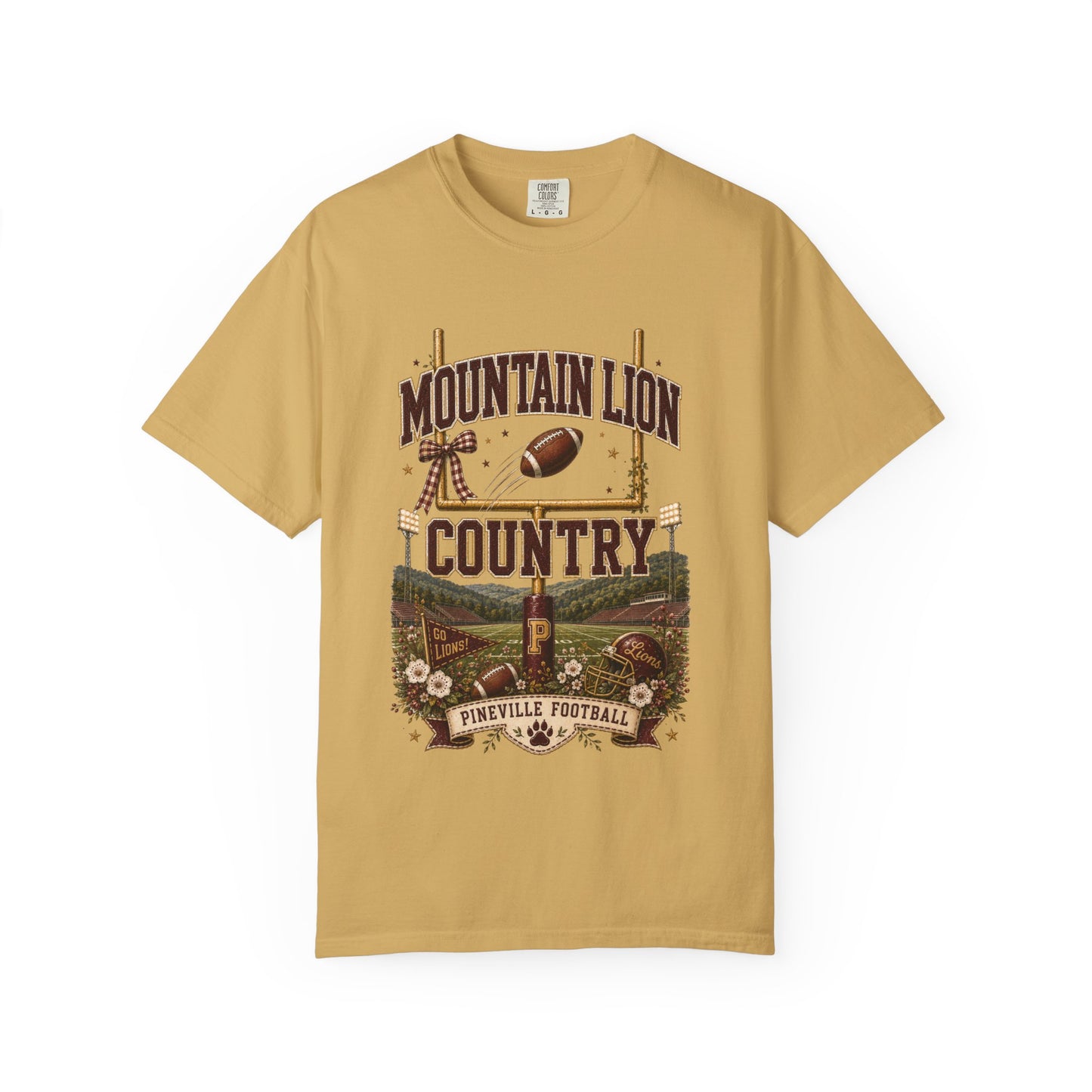 Mountain Lion Country Pineville Football Comfort Colors Tee