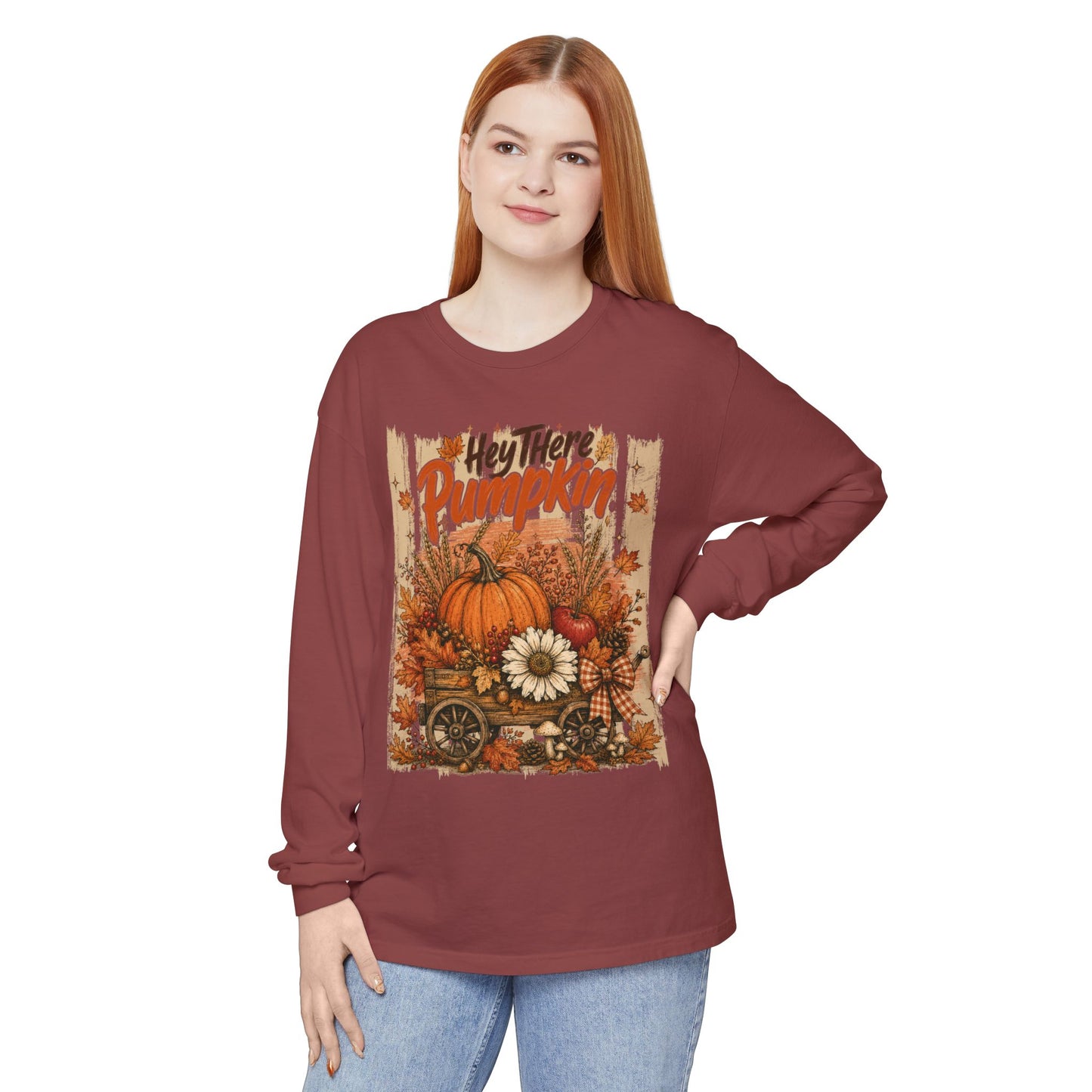 Hey There Pumpkin | Comfort Colors Long Sleeve Tee