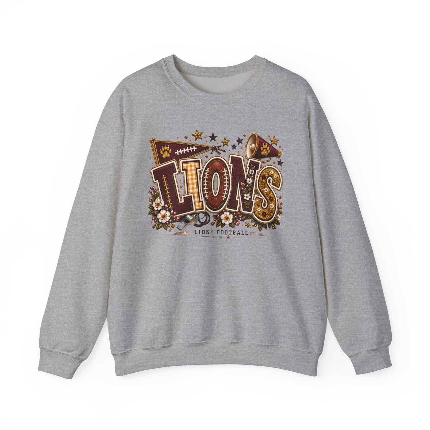 Lions Game Day Patchwork Crewneck