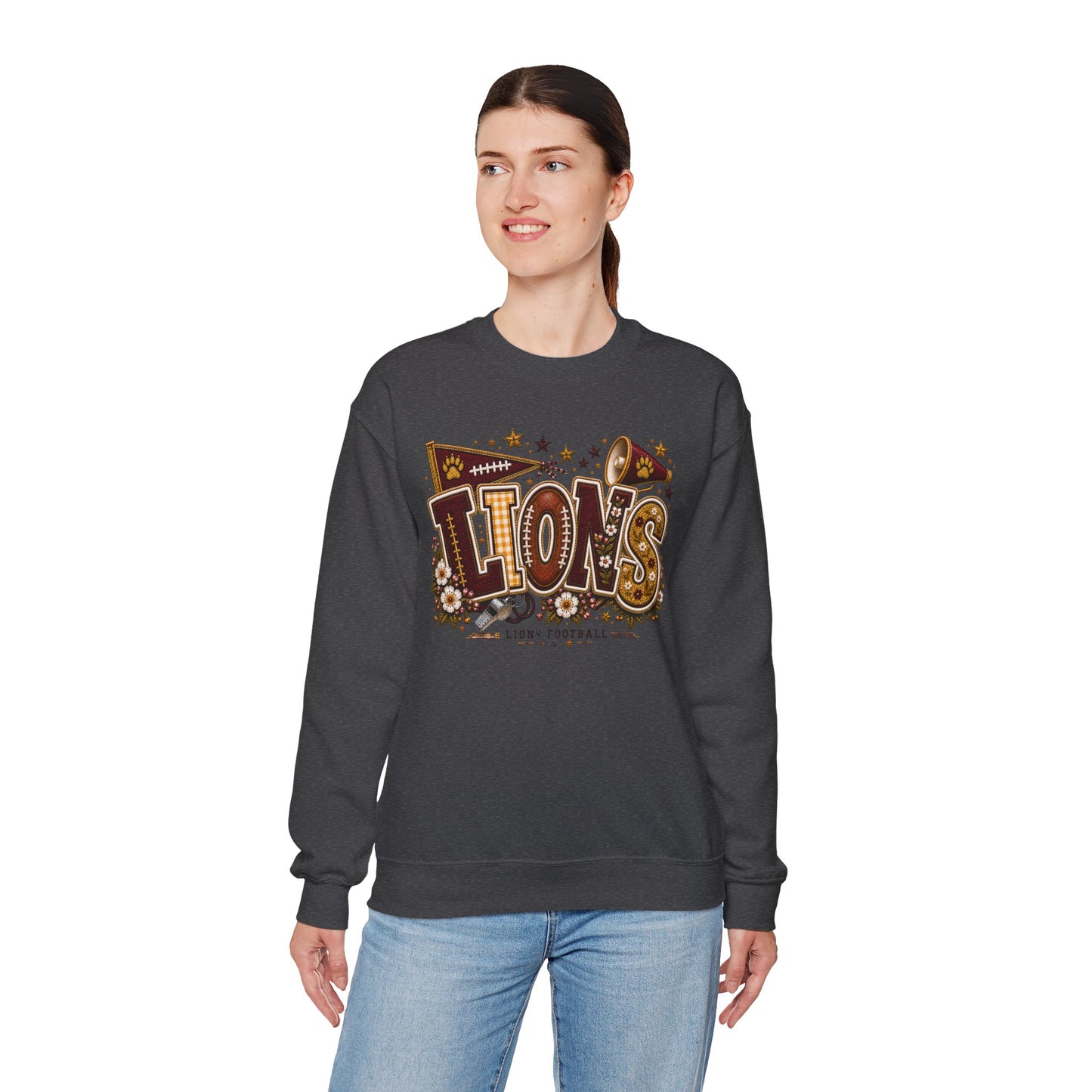 Lions Game Day Patchwork Crewneck