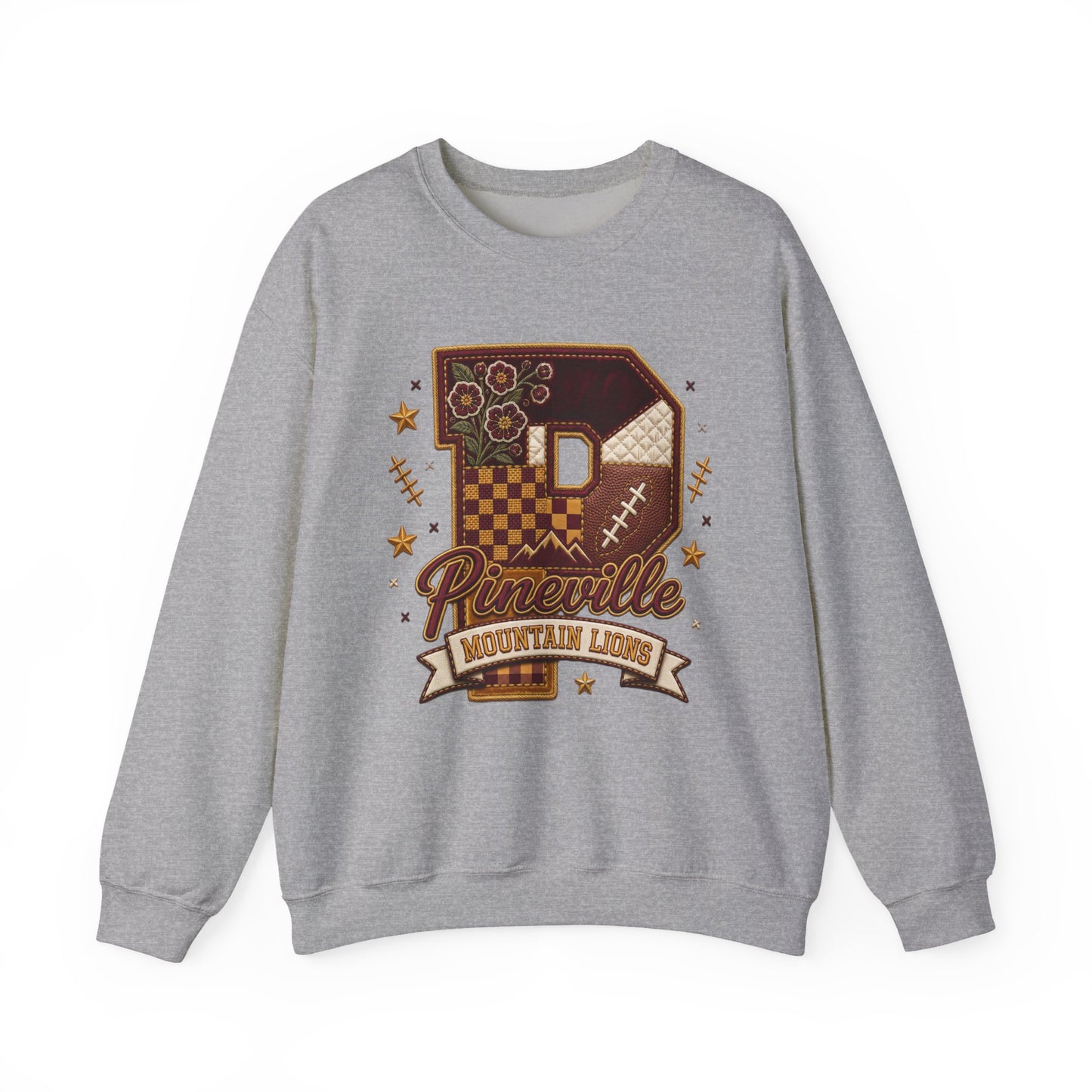Pineville Patchwork Varsity Crewneck