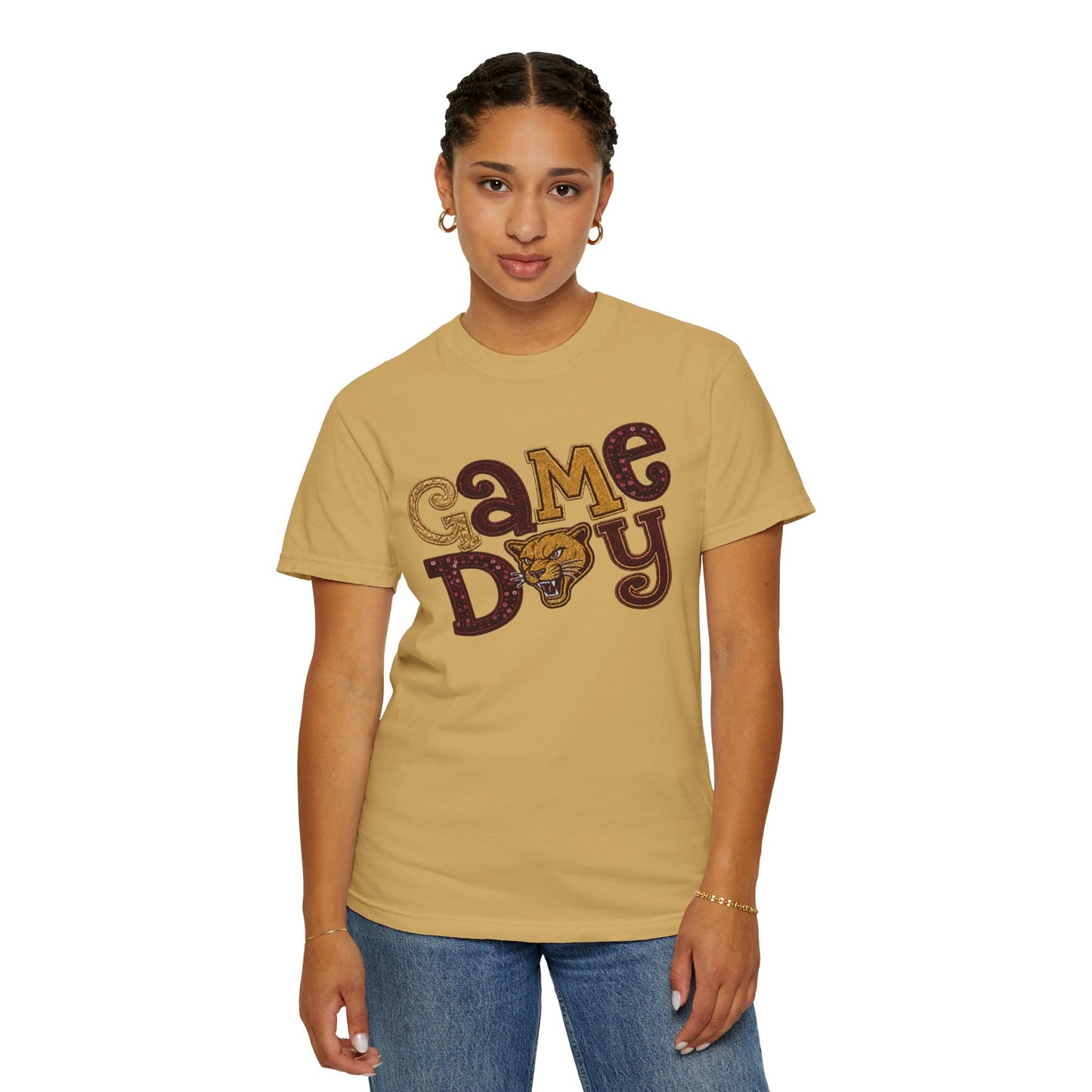 Pineville Lions Patchwork Sparkle Game Day Comfort Colors Tee