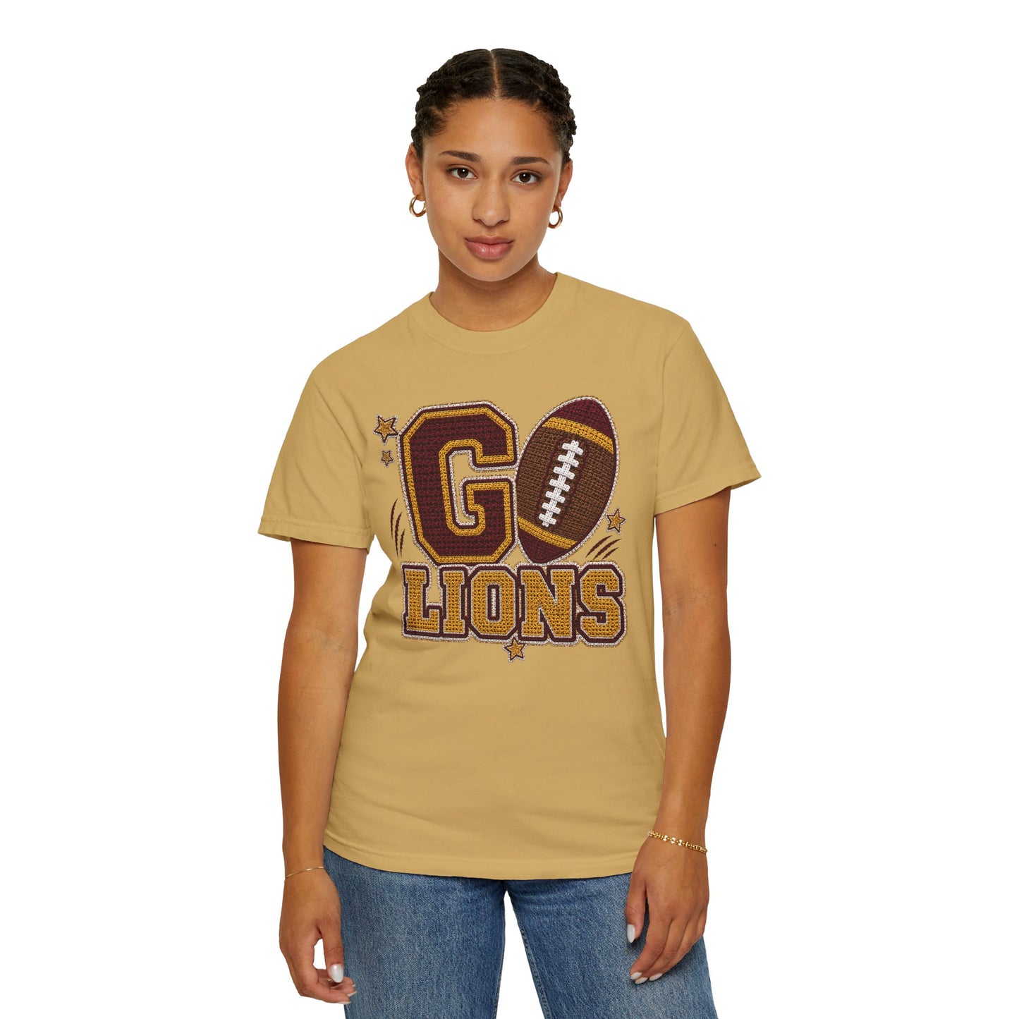Go Lions Crochet Game Day Comfort Colors Tee
