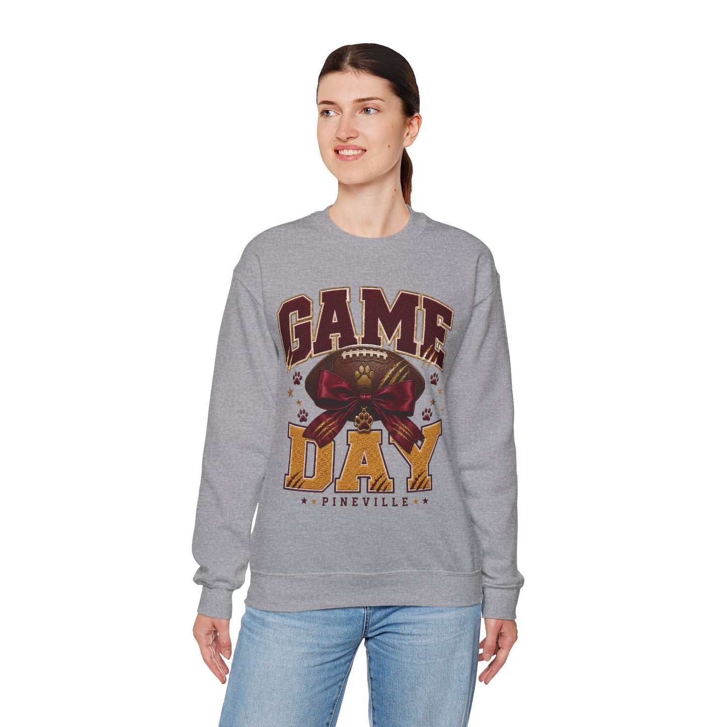 Pineville Lions Bow Game Day Crewneck