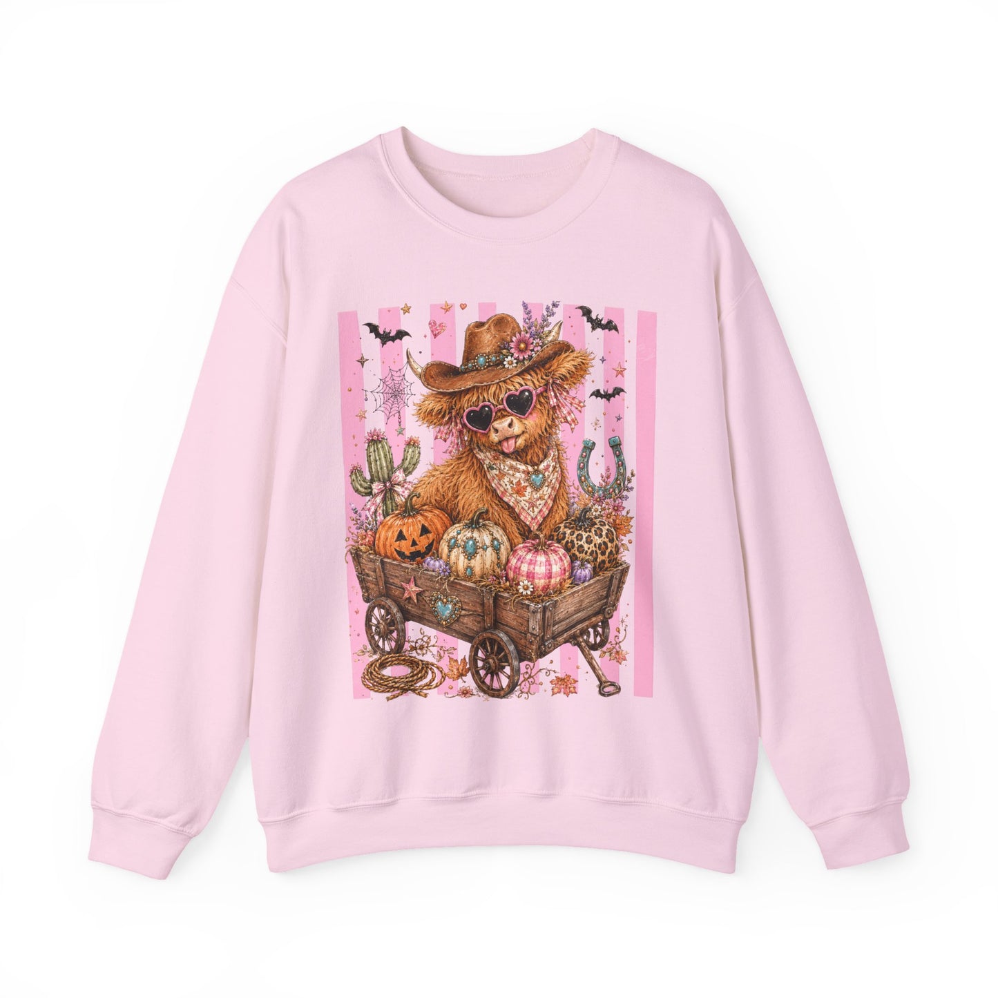 Fall Highland Cow Wagon | Crewneck Sweatshirt