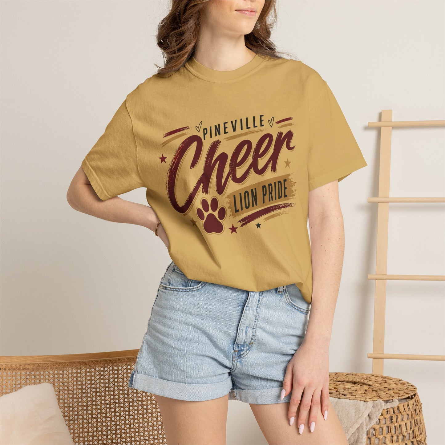 Pineville Cheer T-Shirt — Lion Pride Paw Graphic School Spirit Tee