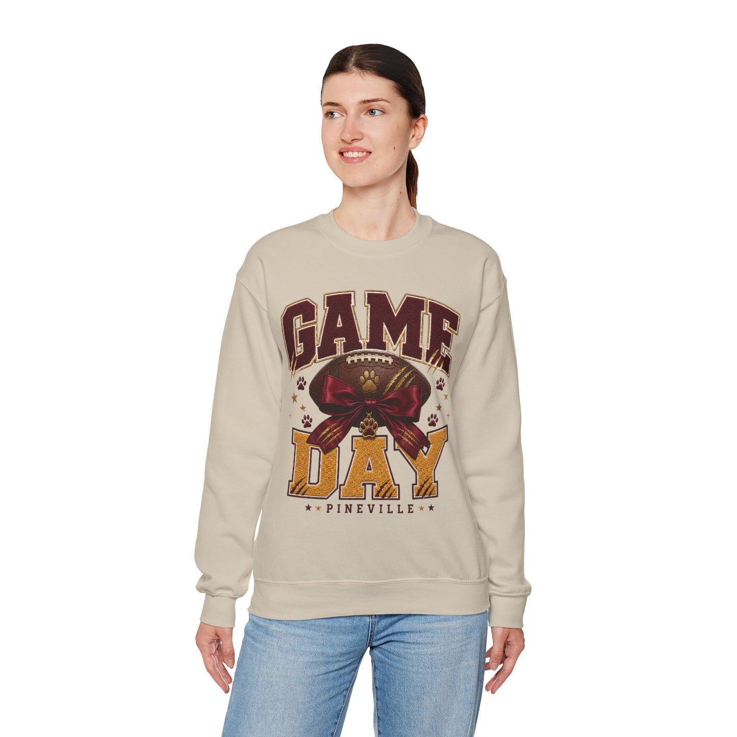 Pineville Lions Bow Game Day Crewneck