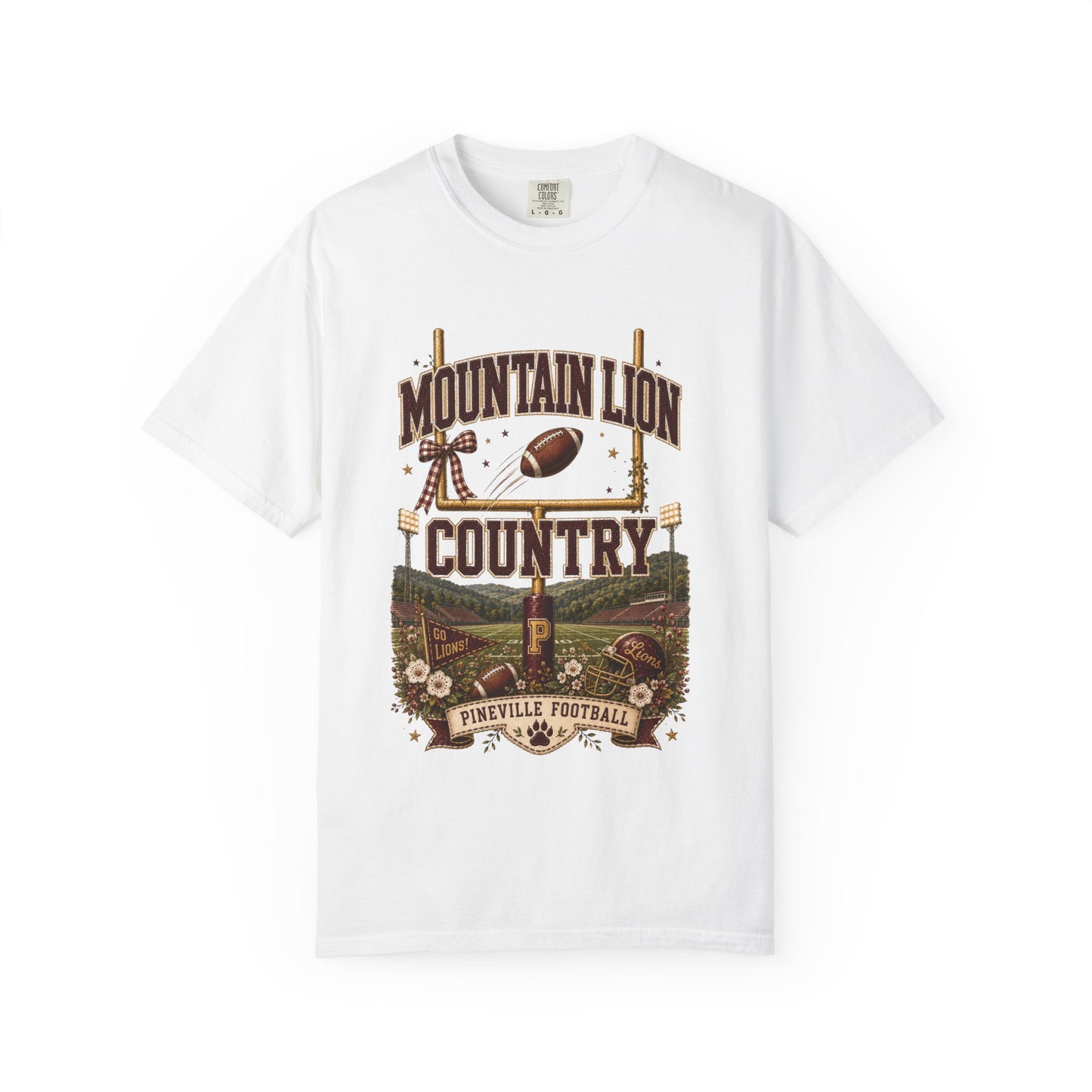 Mountain Lion Country Pineville Football Comfort Colors Tee