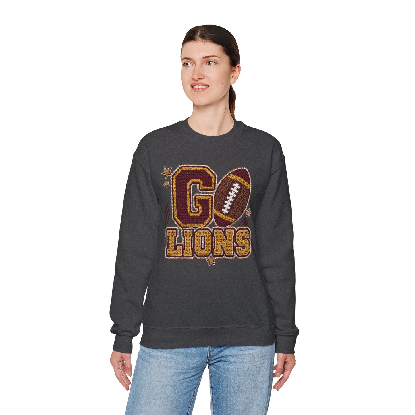 Go Lions Crochet Game Day Crewneck