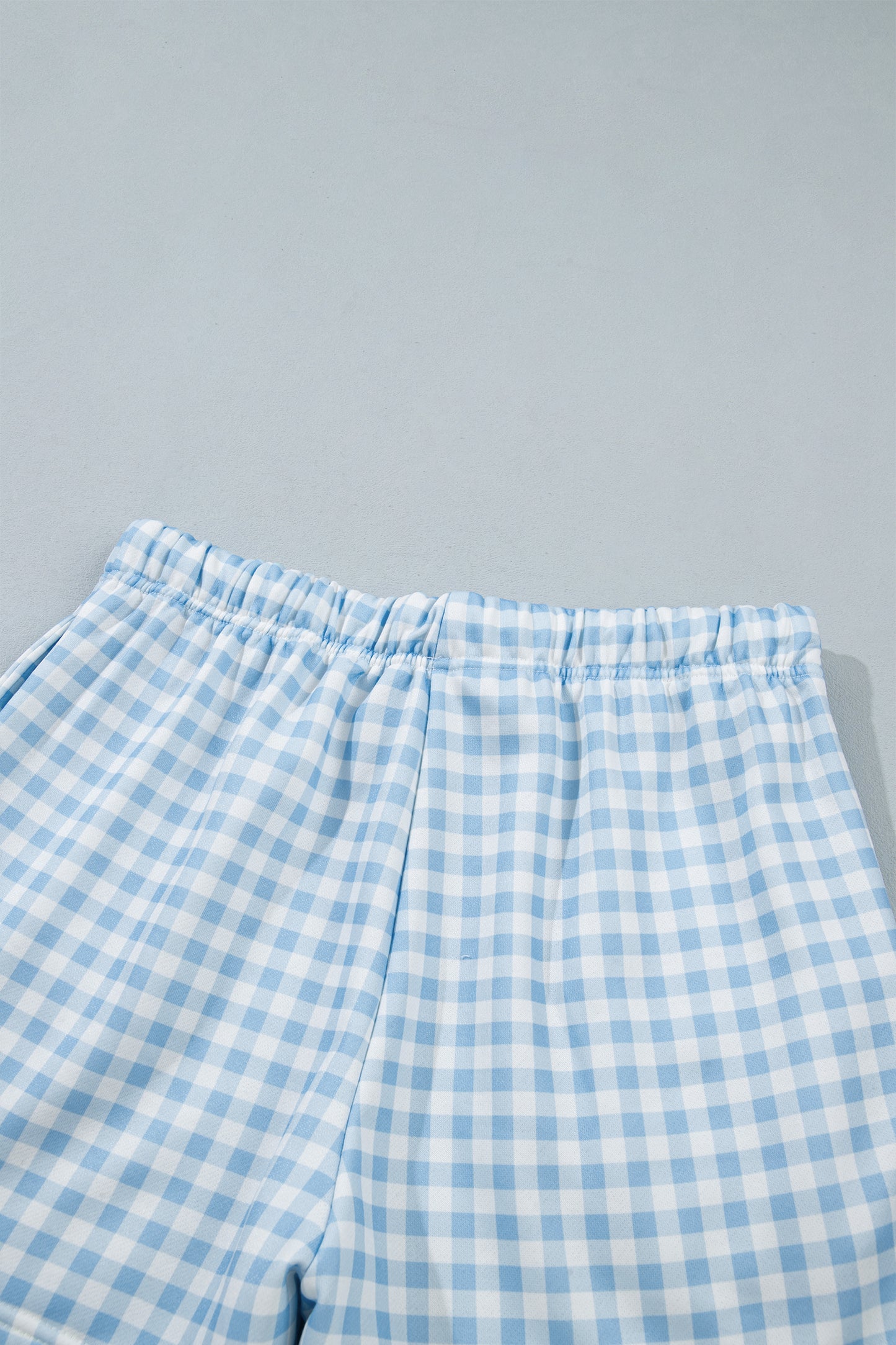 Pink Plaid Baggy Pullover Drawstring Casual Shorts 2pcs Outfit