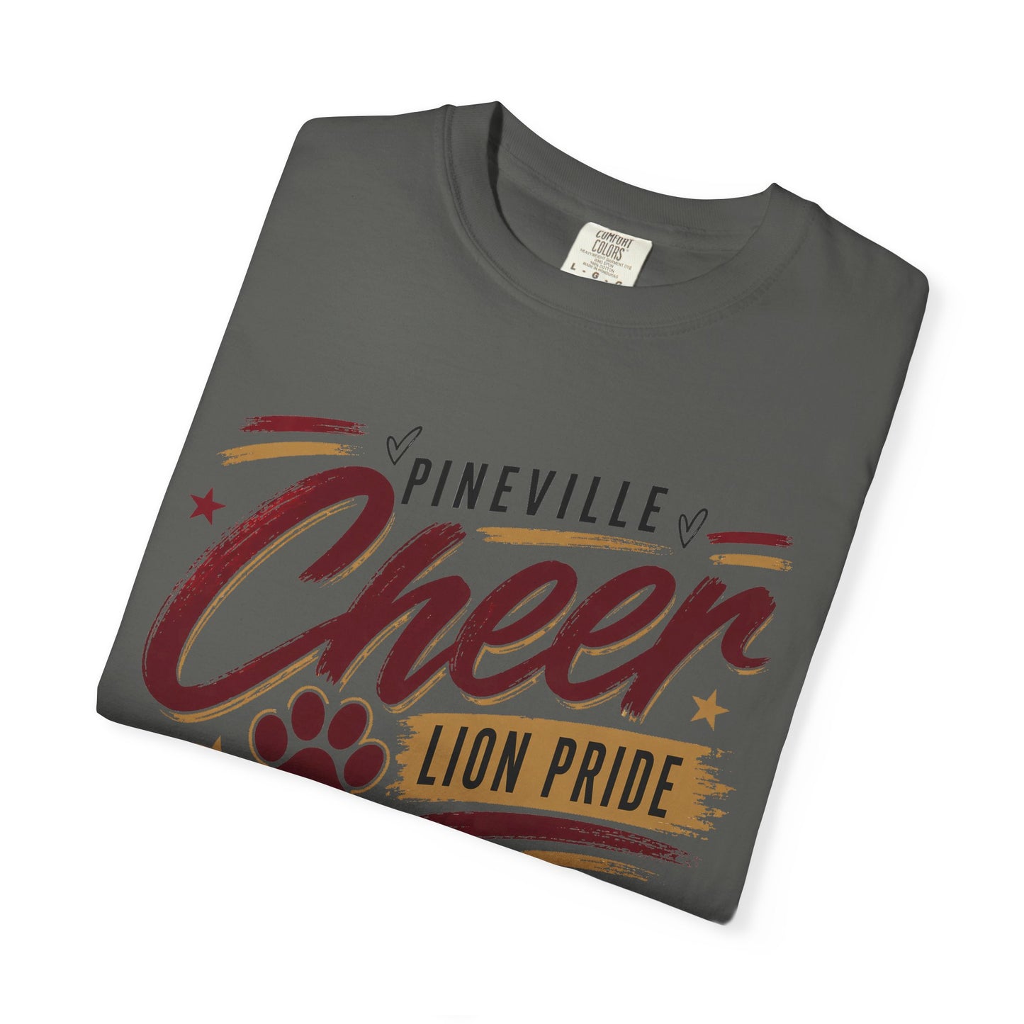 Pineville Cheer T-Shirt — Lion Pride Paw Graphic School Spirit Tee