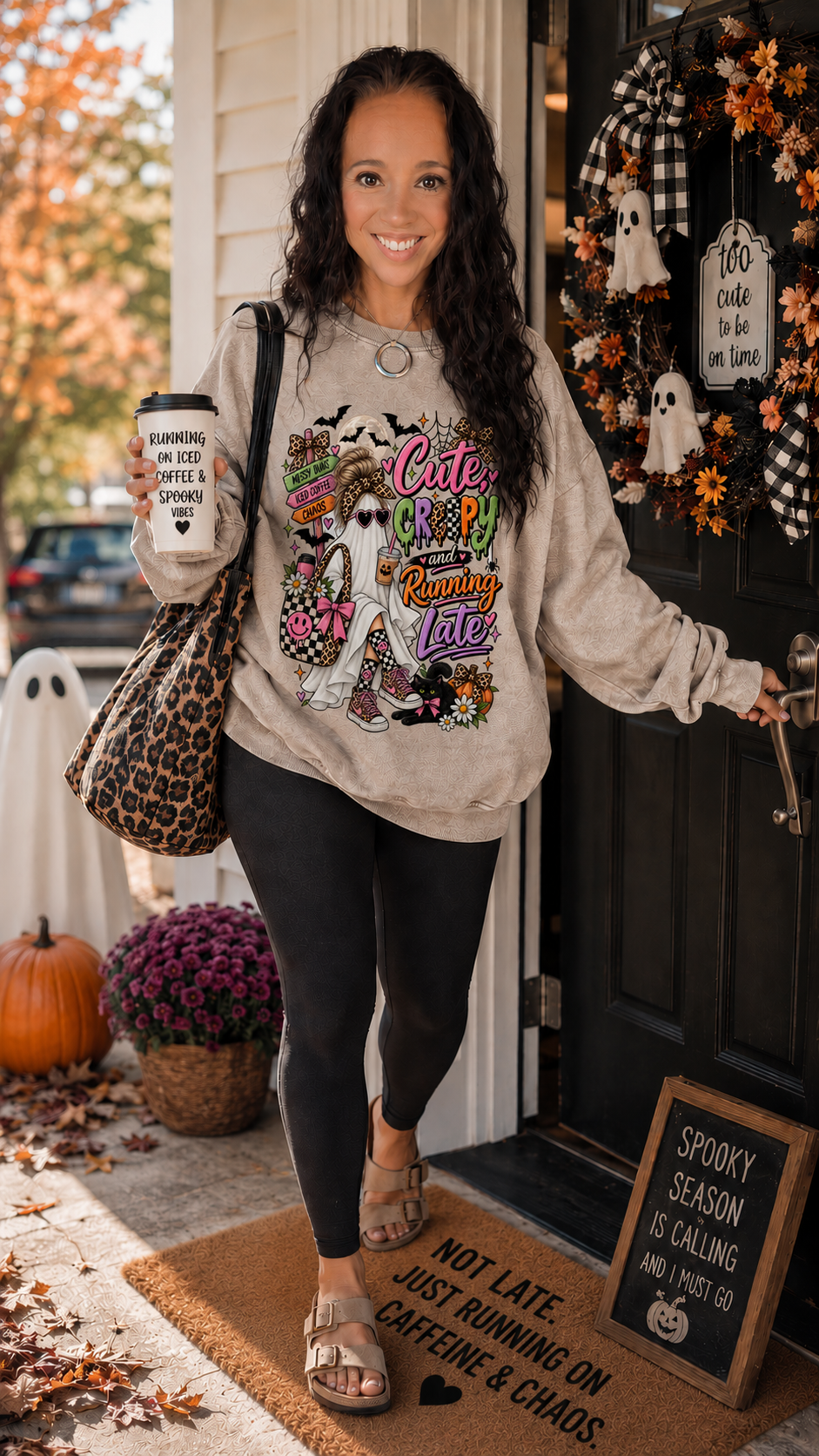 Cute, Creepy & Running Late Snow Washed Oversized Sweatshirt