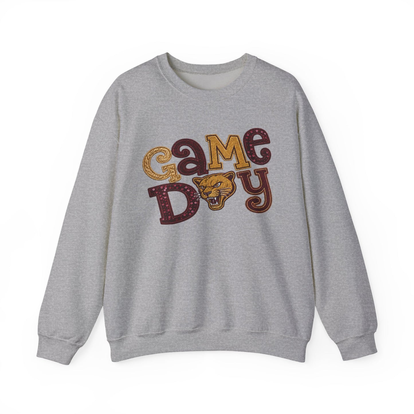 Pineville Lions Sequin Patchwork GAME DAY Crewneck