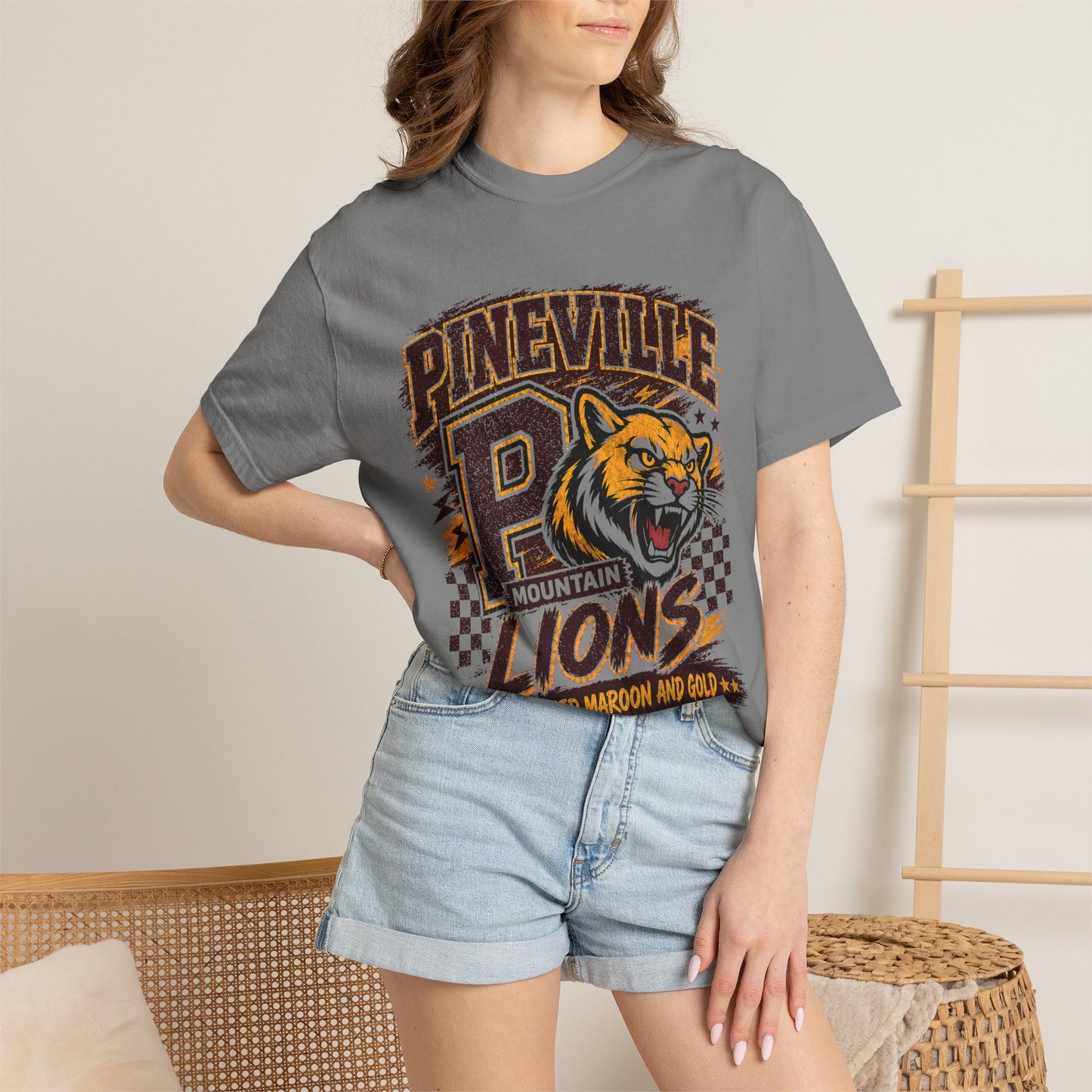 Pineville Mountain Lions Vintage Mascot T-Shirt
