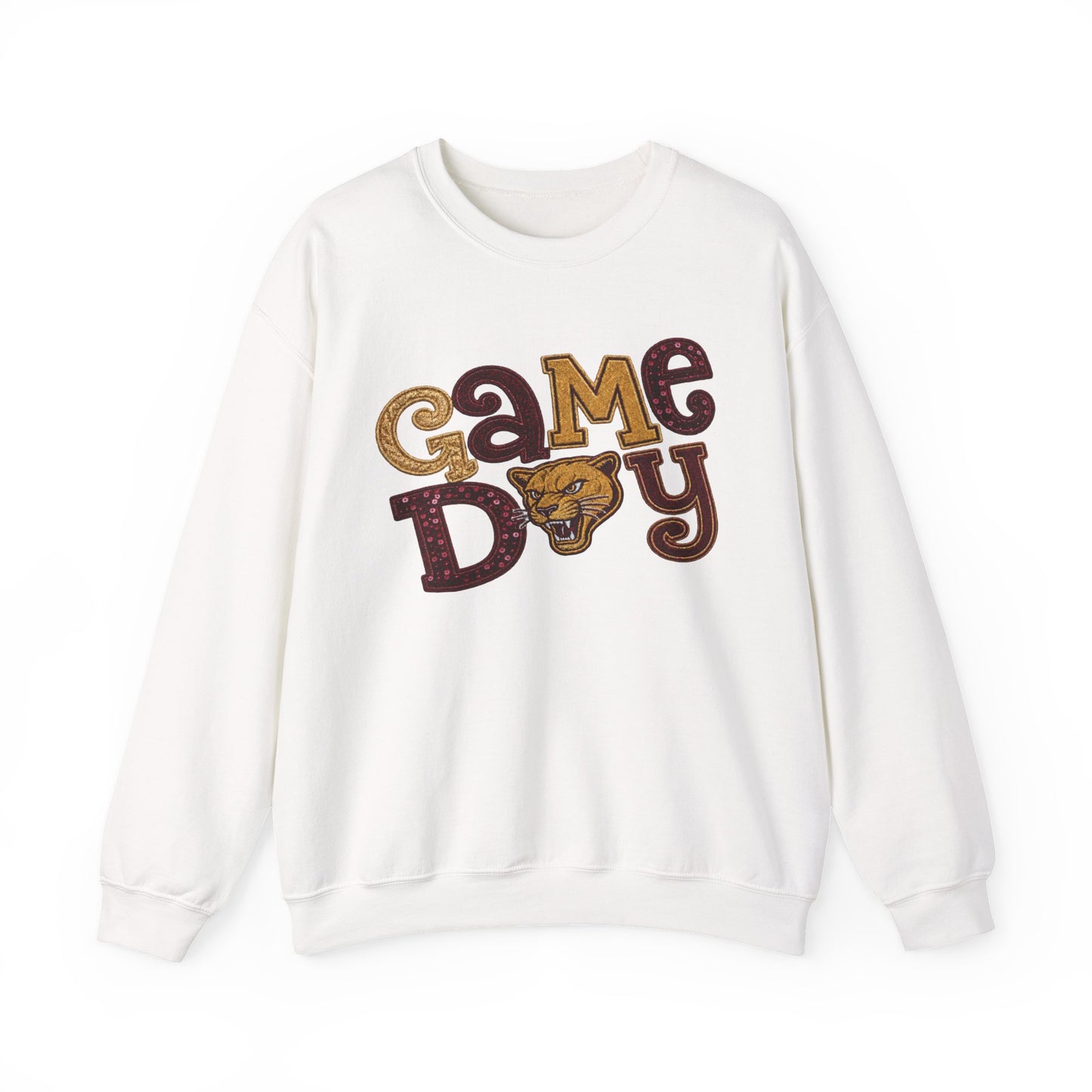 Pineville Lions Sequin Patchwork GAME DAY Crewneck