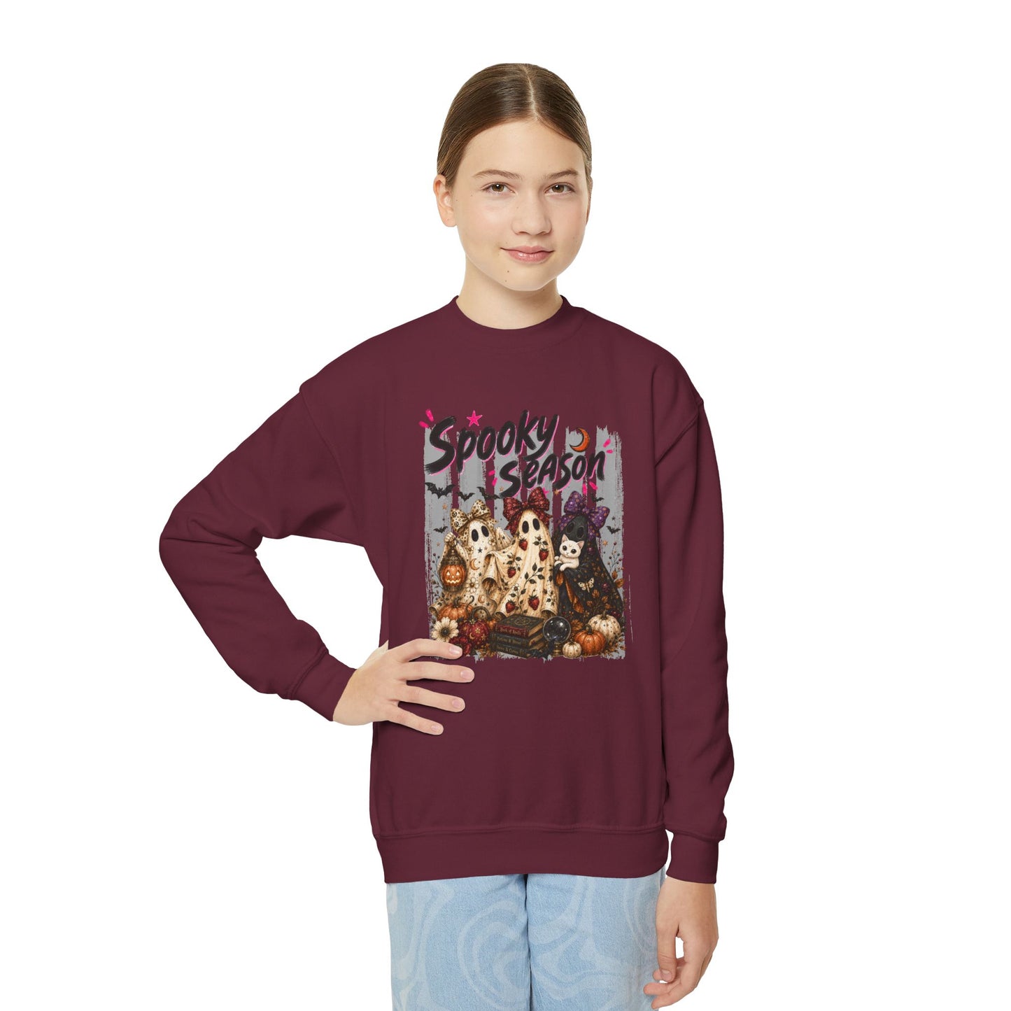 Spooky Season Ghost Group | Youth Crewneck Sweatshirt