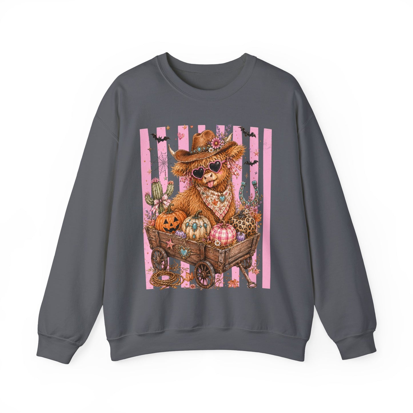 Fall Highland Cow Wagon | Crewneck Sweatshirt