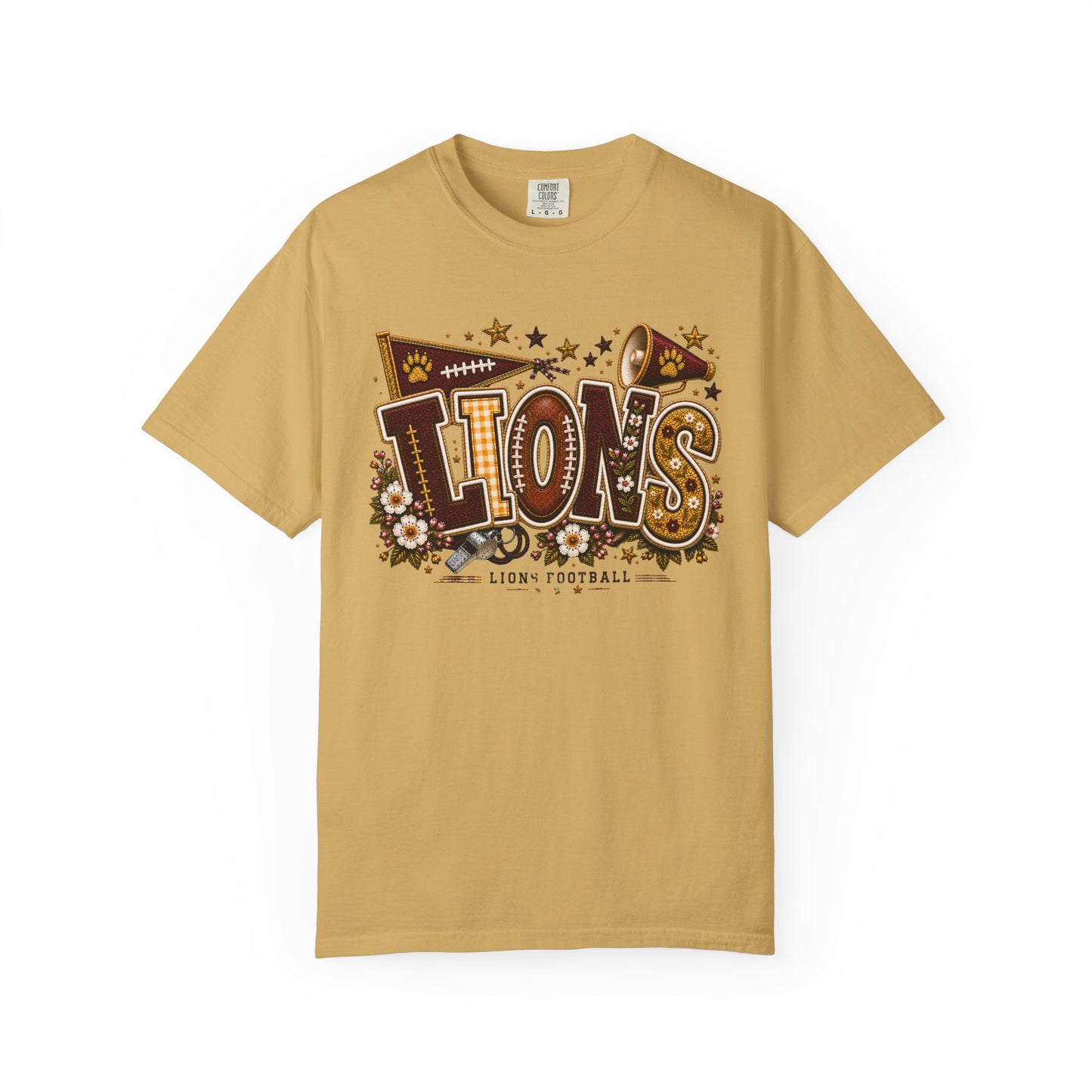 Lions Game Day Patchwork Comfort Colors Tee