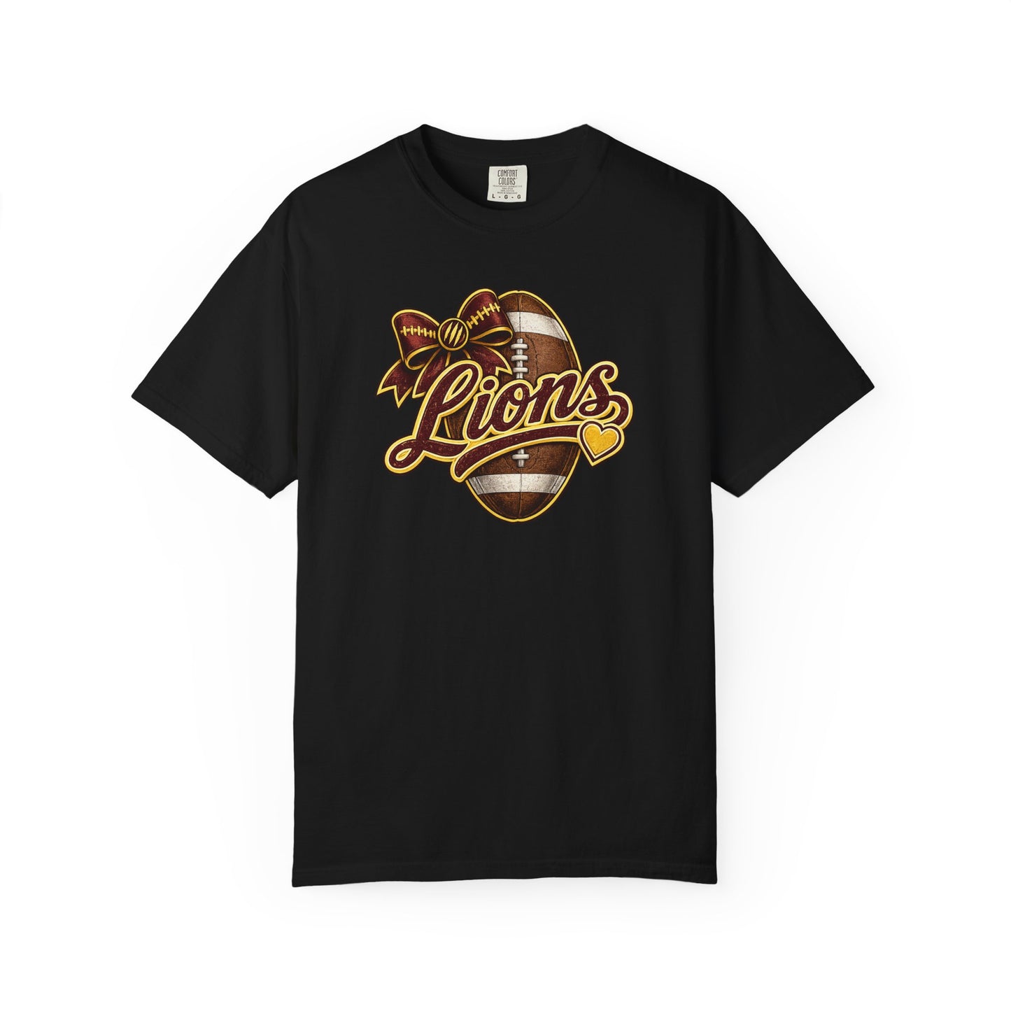 Pineville Lions Football Bow Comfort Colors Tee