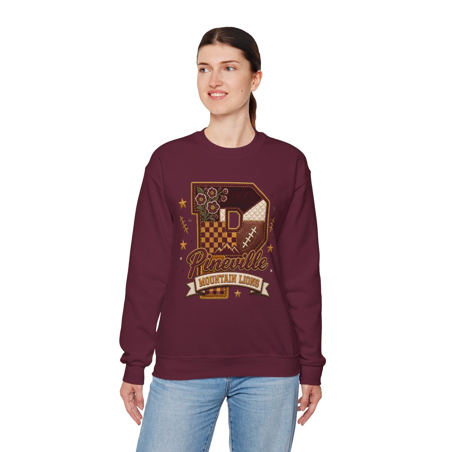 Pineville Patchwork Varsity Crewneck