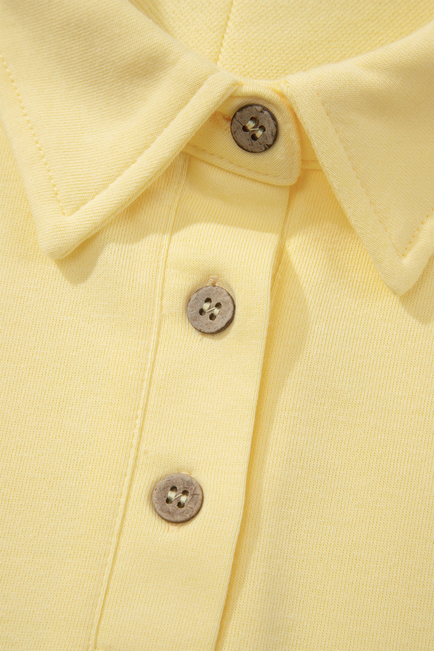 Banana Cream Loose Polo Tee Elastic Waist 2pcs Short Set