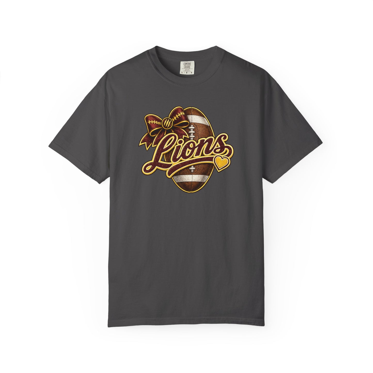 Pineville Lions Football Bow Comfort Colors Tee