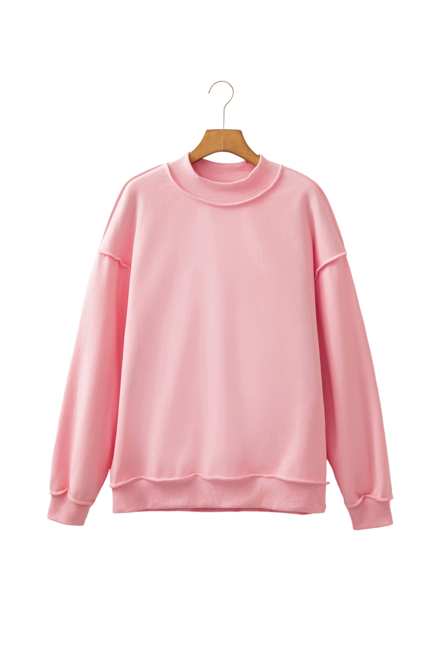 Coffee Oversize Drop Shoulder Reversible Mock Neck Sweatshirt