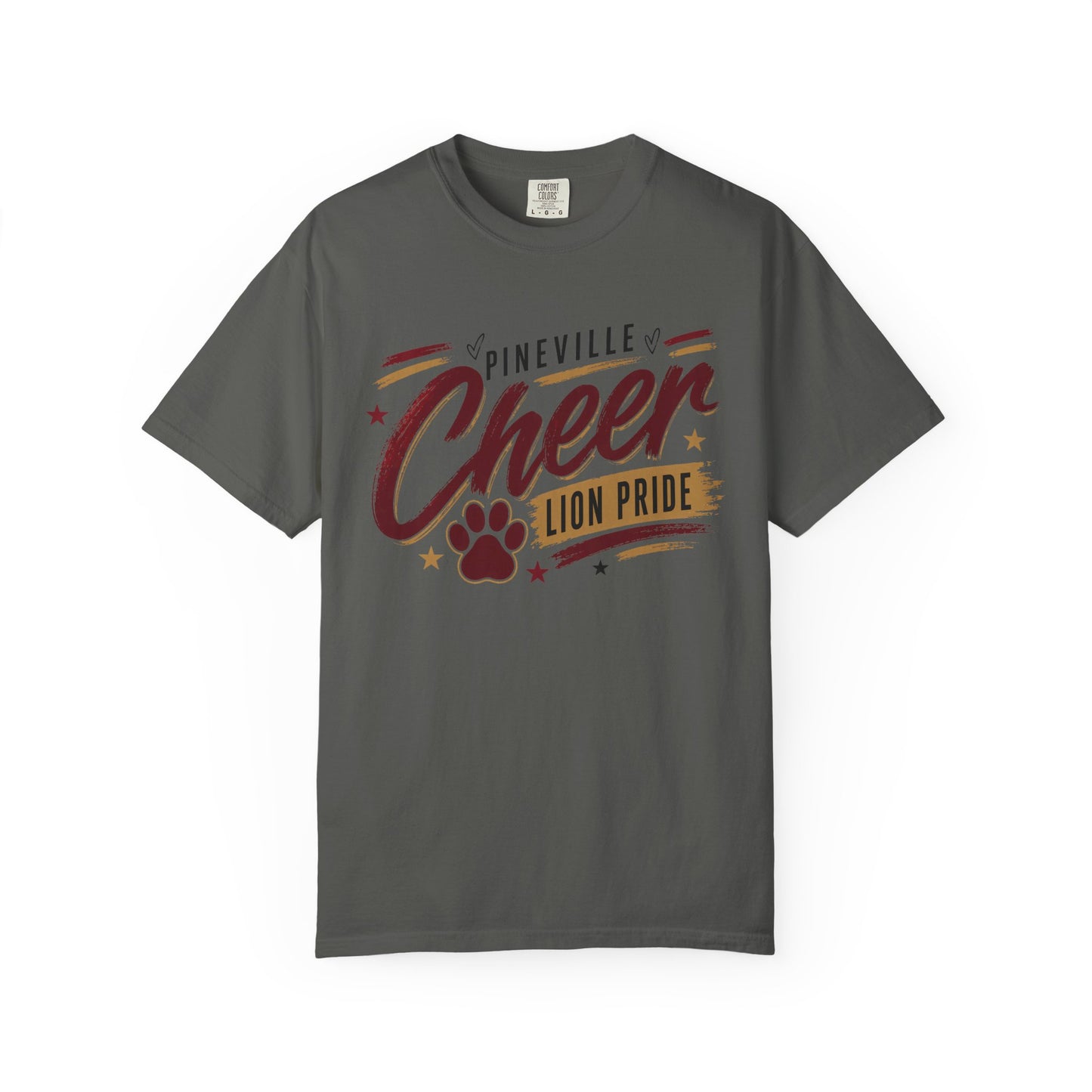 Pineville Cheer T-Shirt — Lion Pride Paw Graphic School Spirit Tee