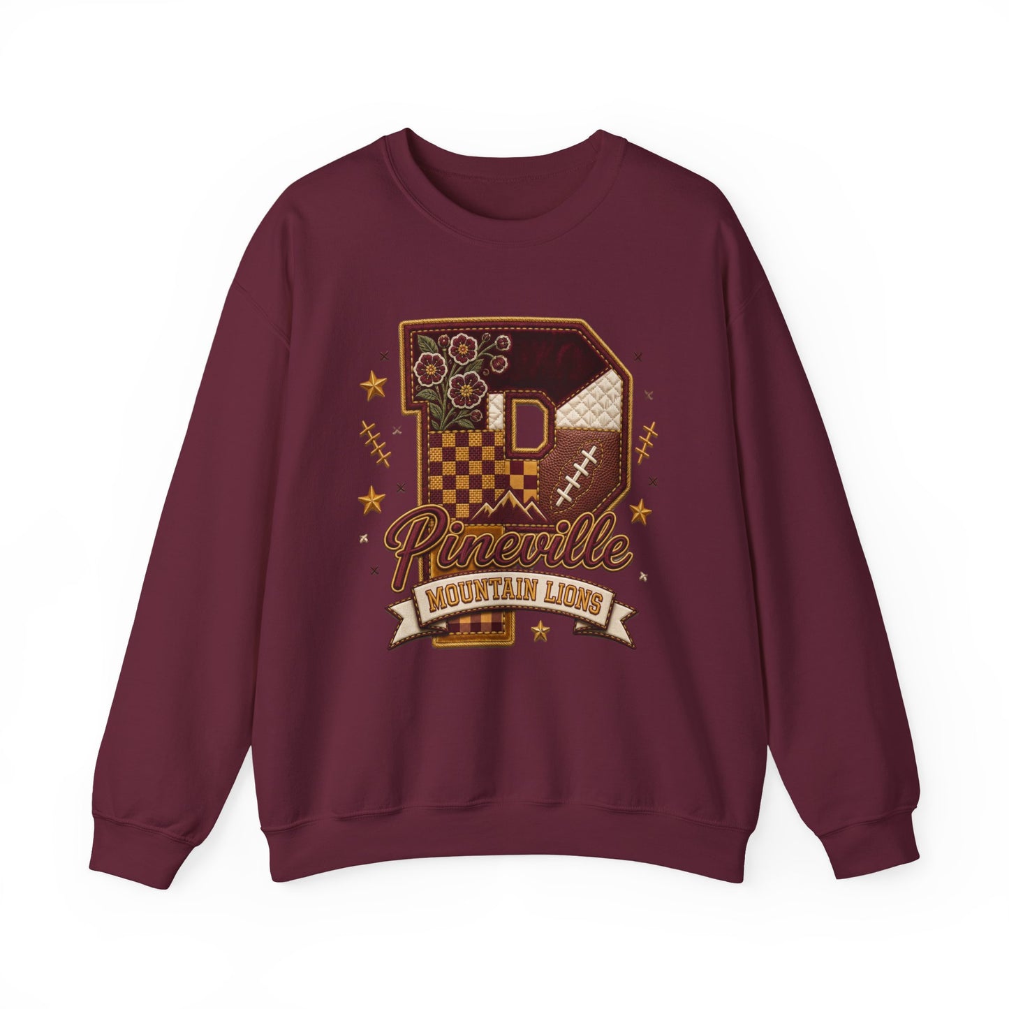Pineville Patchwork Varsity Crewneck